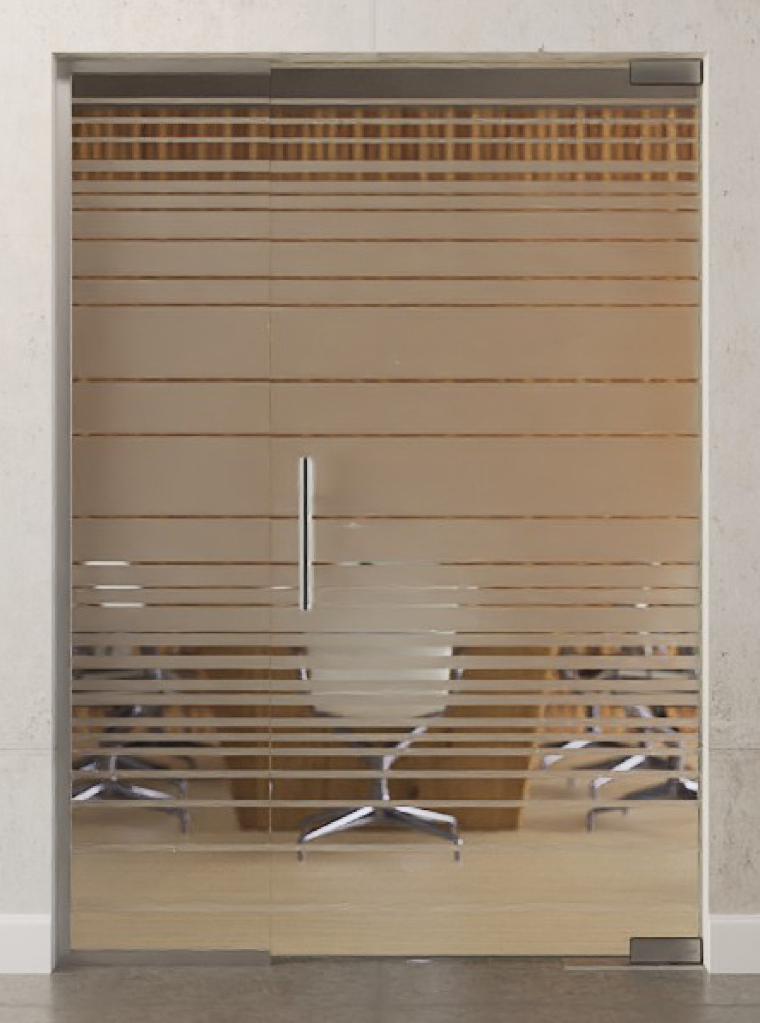Bild von Ufficio Motiv matt Glaspendeltür mit festem Seitenteil DORMA Mundus BTS Variante 2 - Erkelenz