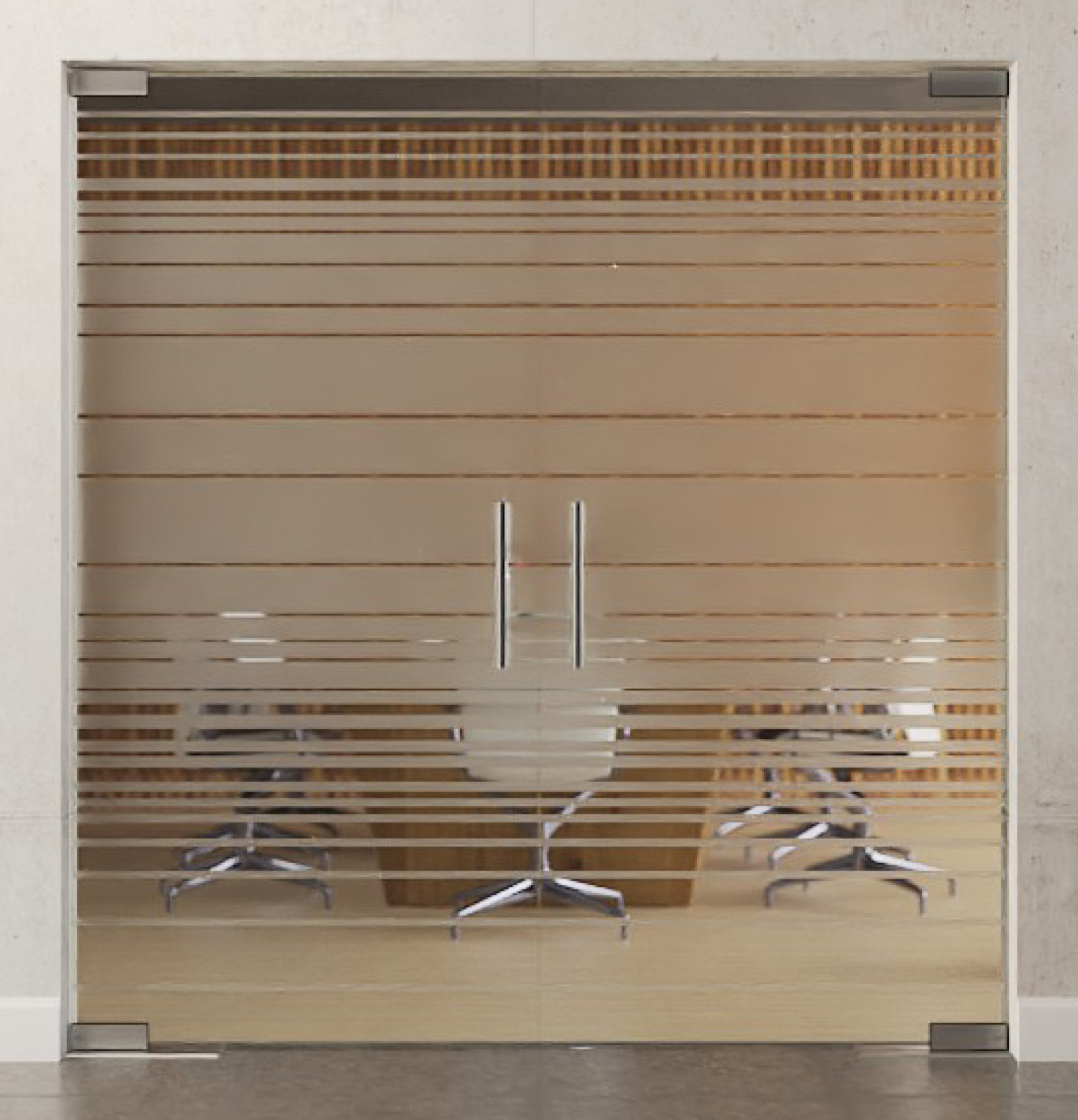 Bild von Ufficio Motiv matt 2-flg. Glaspendeltür DORMA Mundus BTS Variante 4 - Erkelenz