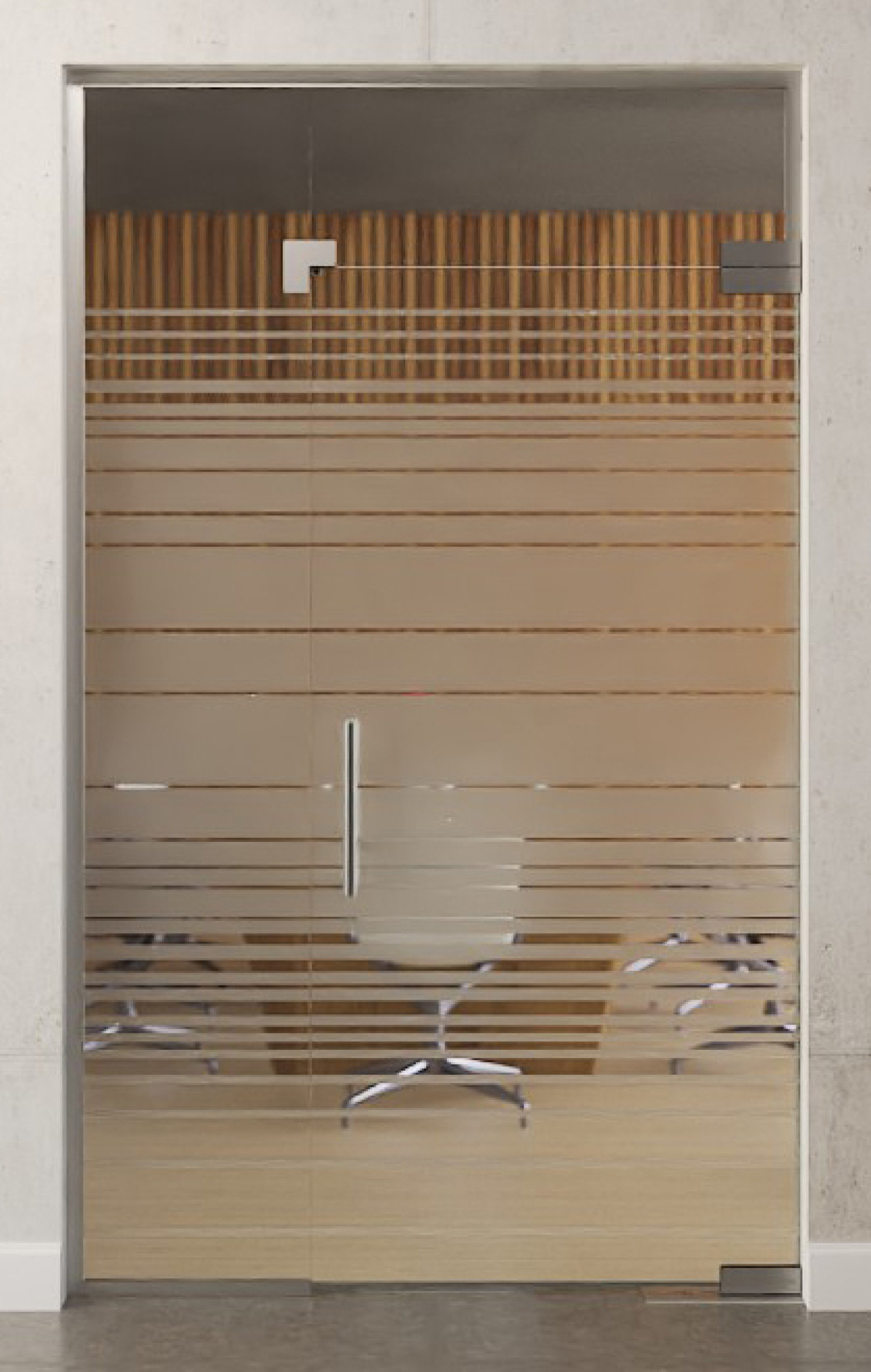 Bild von Ufficio Motiv matt Glaspendeltür mit festem Seitenteil und Oberlicht DORMA Mundus BTS Variante 8 - Erkelenz