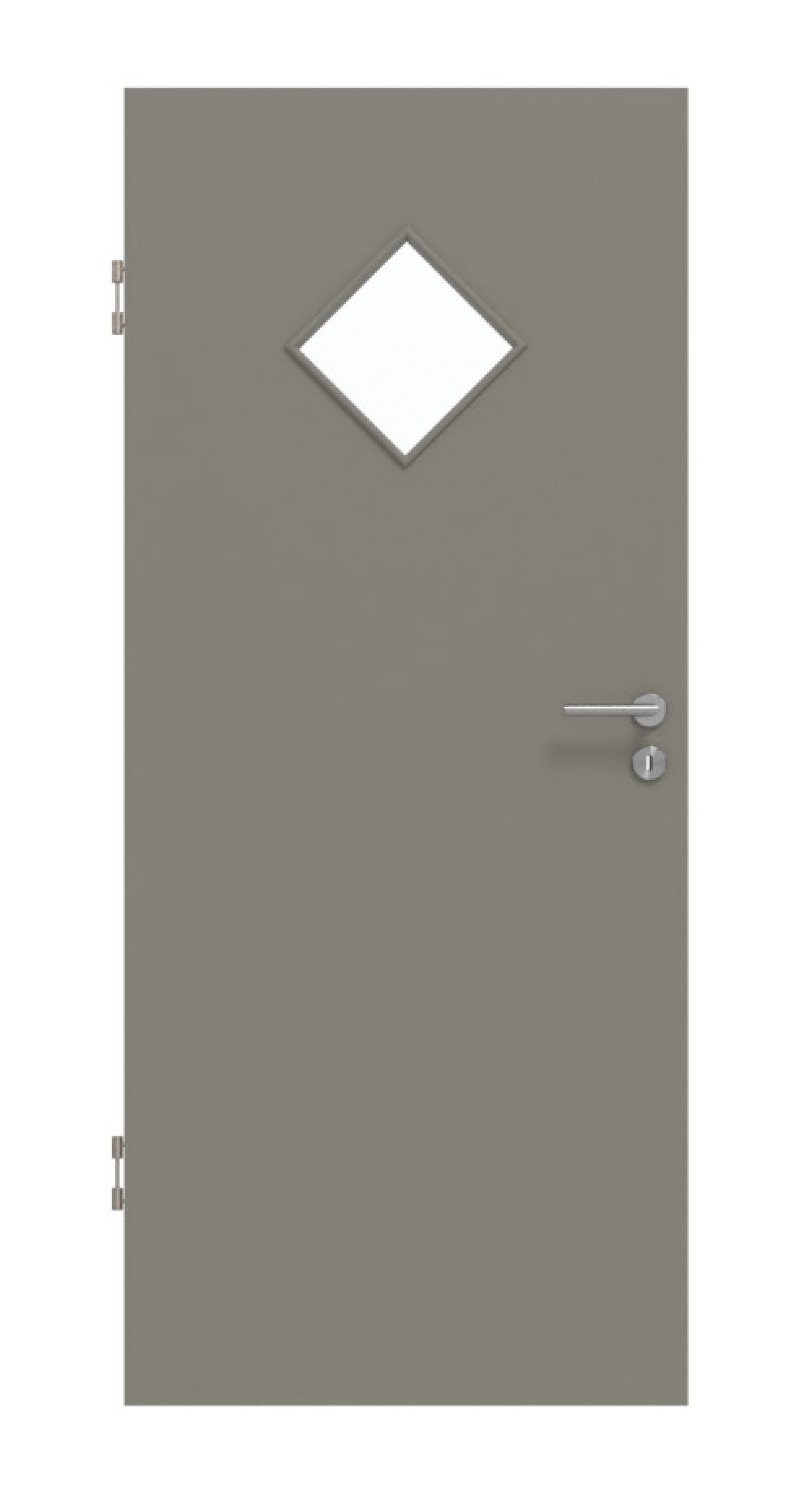Frontansicht von Hygge Grau RAL 7037 LA 6 Raute Mattlack Basic Innentür - Huga