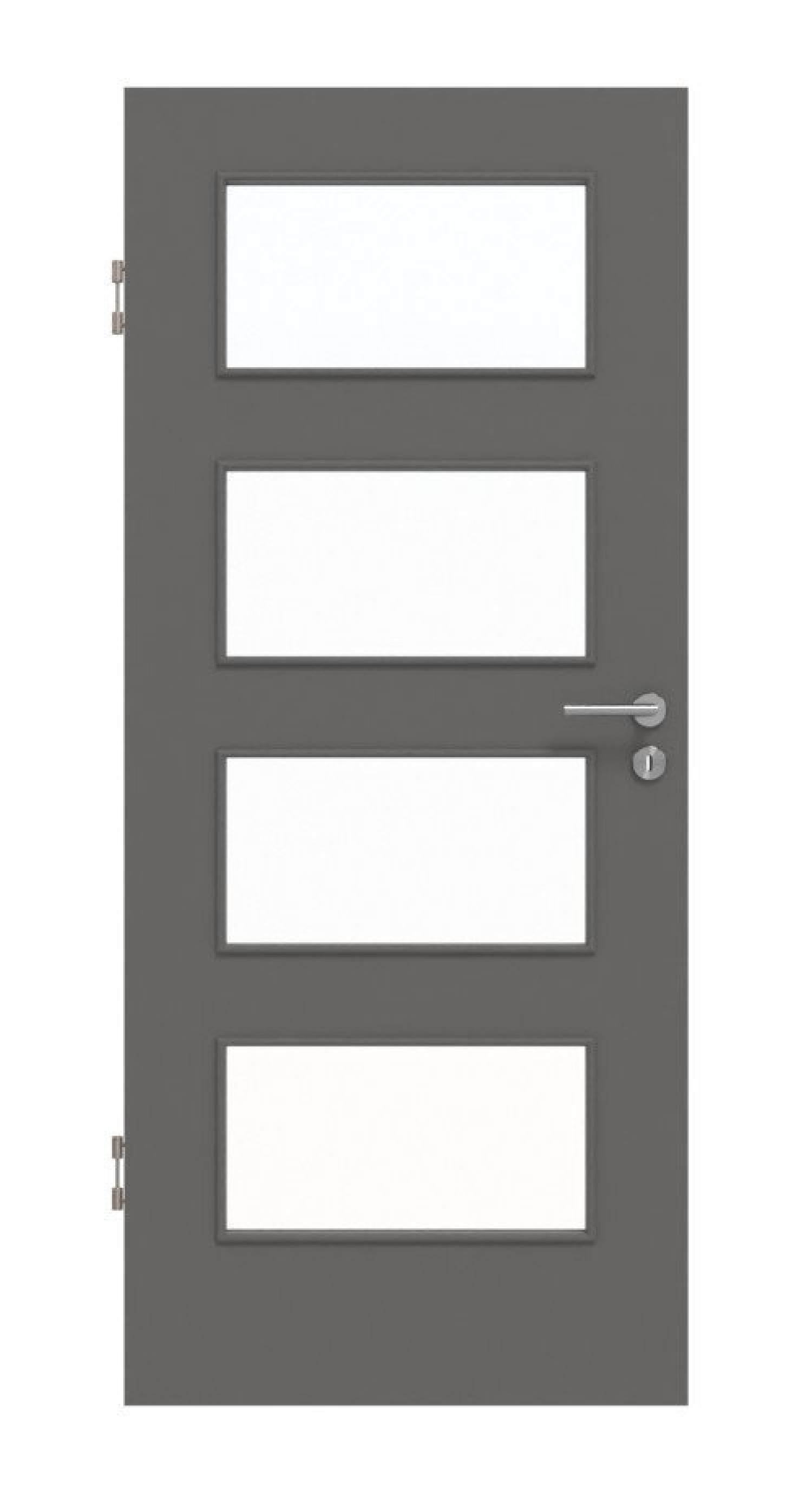 Frontansicht von Huga Innentür Hygge grau RAL 7037 Duradecor Basic mit Lichtausschnitt LA 9