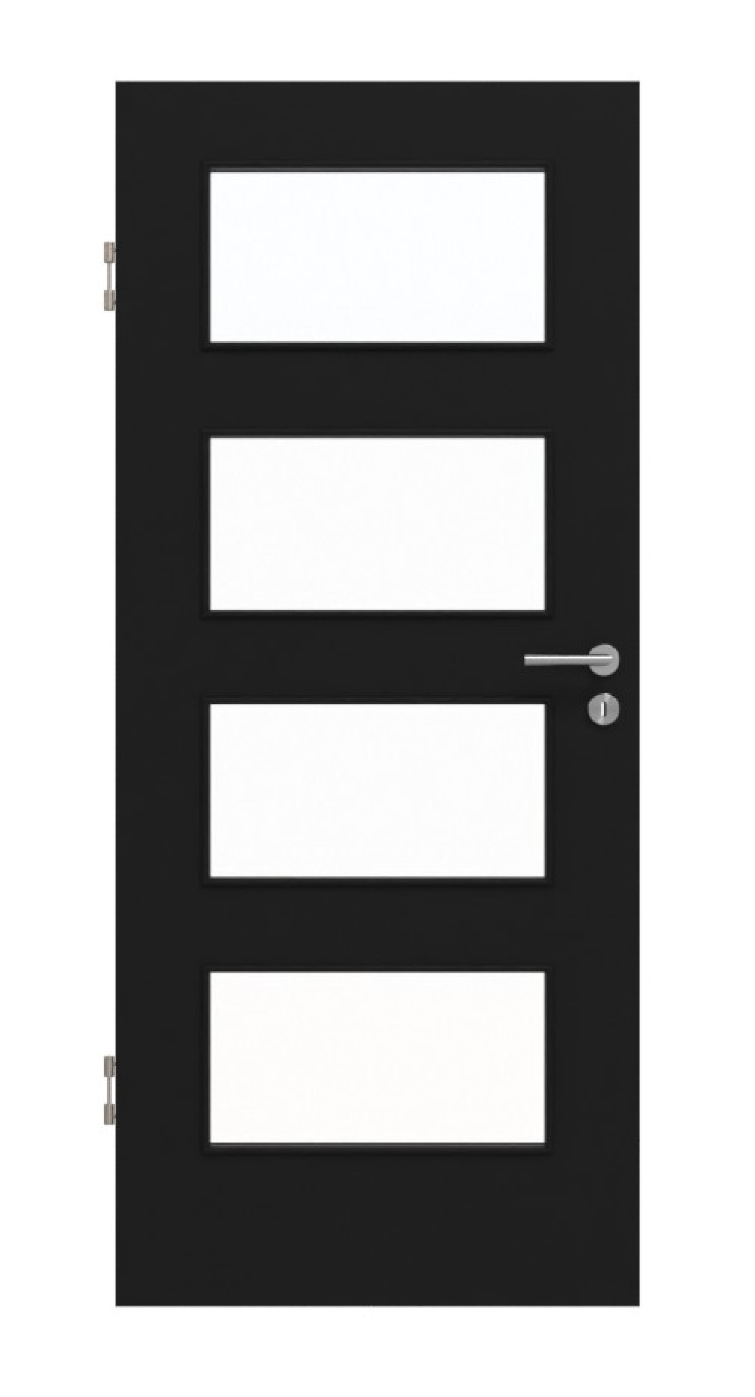 Frontansicht von Schwarz RAL 9005 LA 9 Mattlack Basic Innentür - Huga
