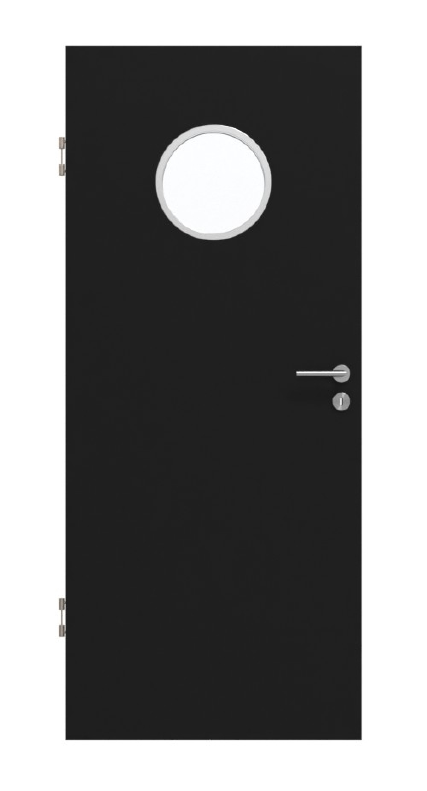 Frontansicht von Schwarz RAL 9005 LA Bullauge Mattlack Basic Innentür - Huga