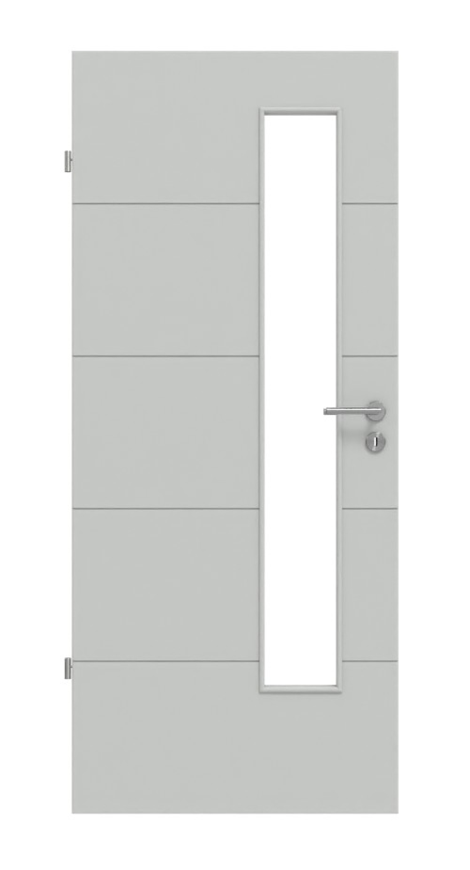 HÖRMANN Innentür Groove 15 Grau RAL 7035 Lack DesignLine mit Lichtausschnitt LA 24 schlossseitig