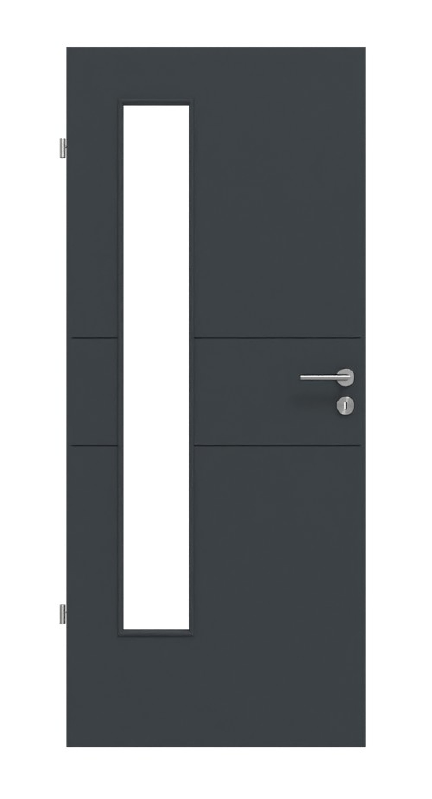 HÖRMANN Innentür Groove 29 Anthrazitgrau Lack DesignLine mit Lichtausschnitt LA 24 bandseitig