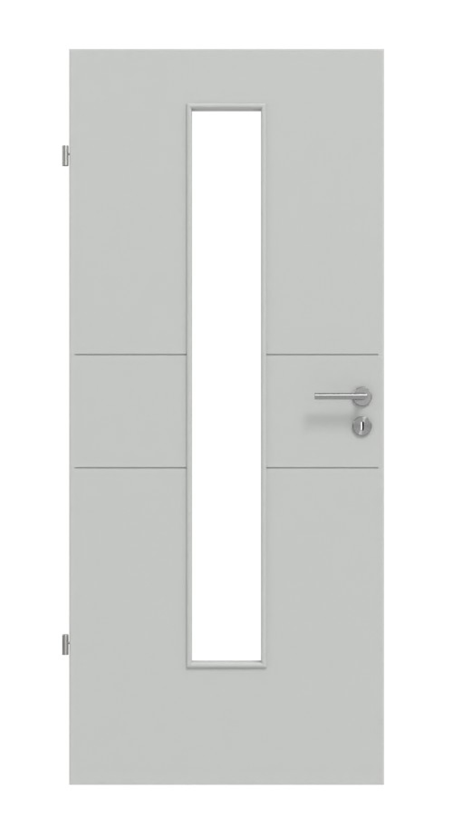HÖRMANN Innentür Groove 29 Grau RAL 7035 Lack DesignLine mit Lichtausschnitt LA 24 mittig