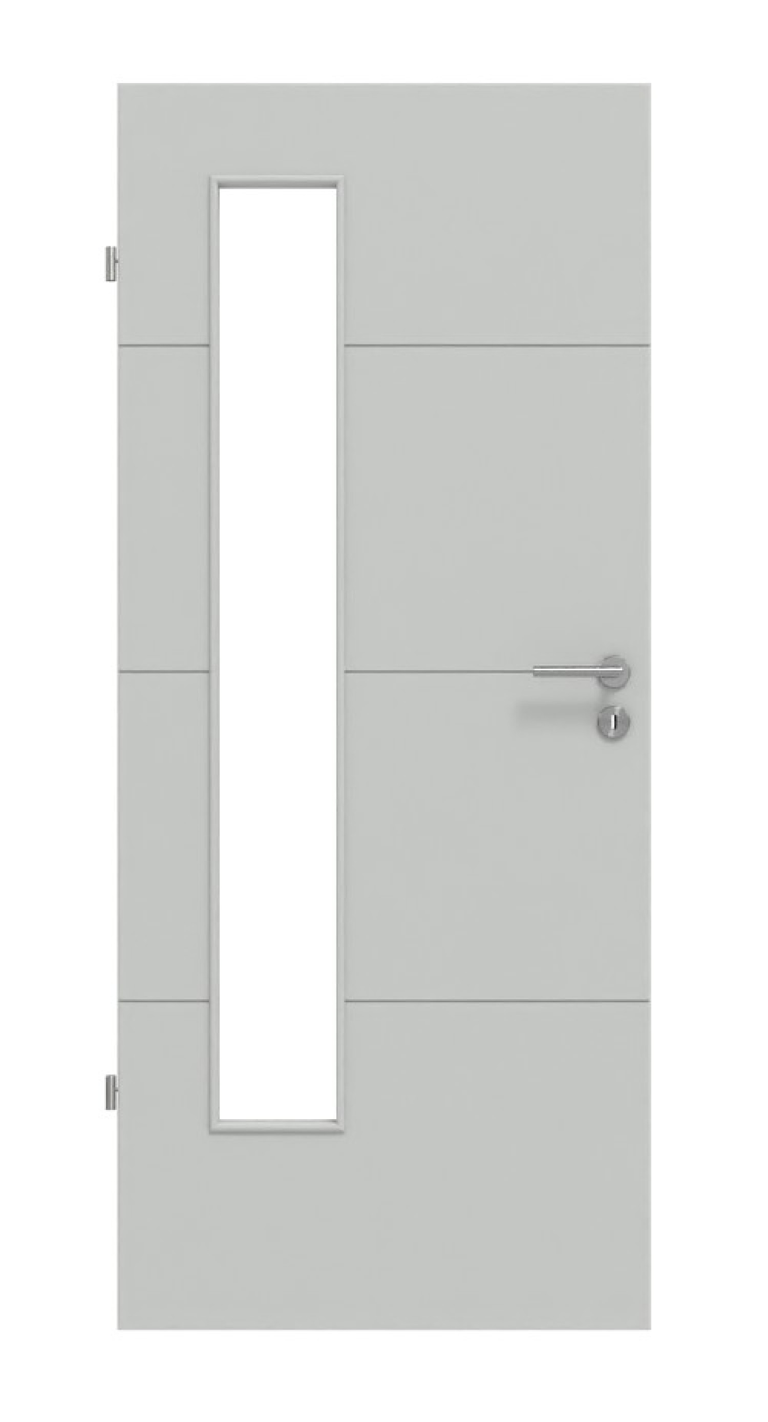 Frontansicht von Groove 34 LA 24 bandseitig DesignLine Lack Grau RAL 7035 Innentür - Hörmann