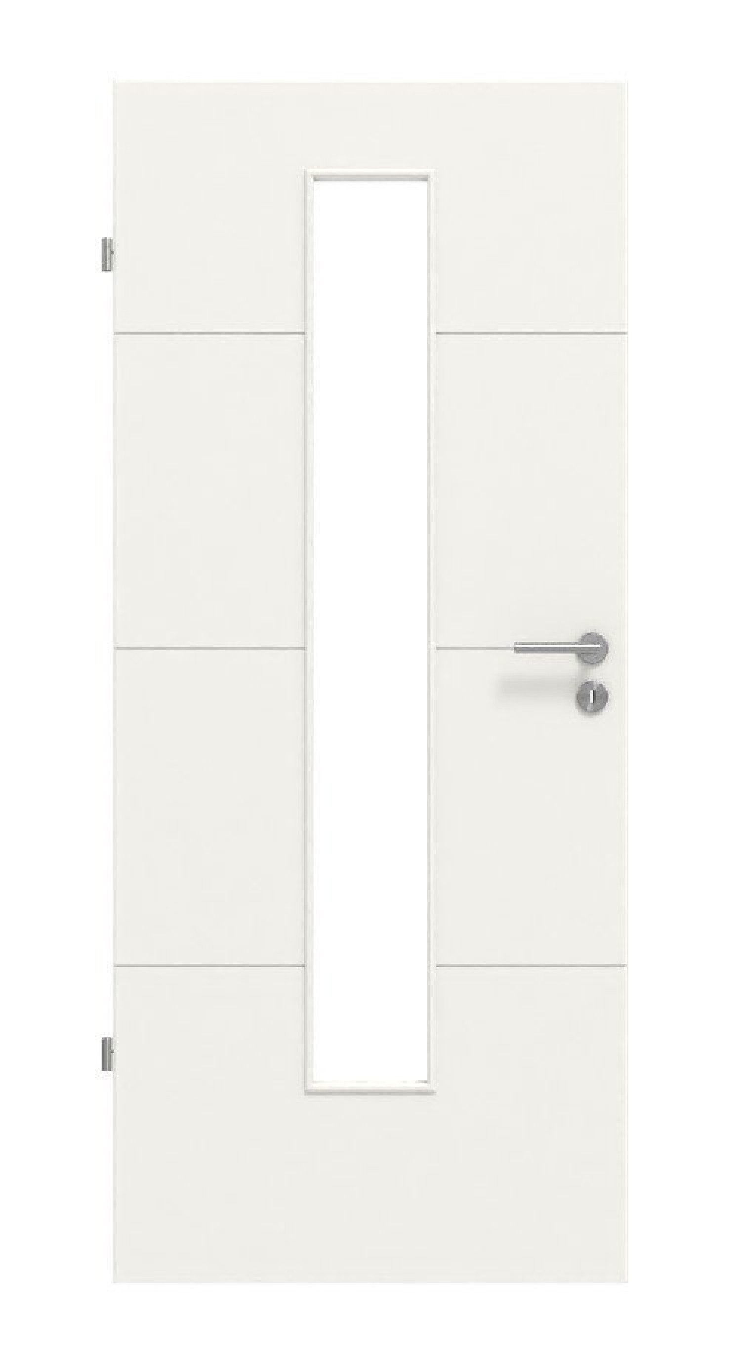 Frontansicht von Groove 34 LA 24 mittig DesignLine Lack Verkehrsweiß RAL 9016 Innentür - Hörmann