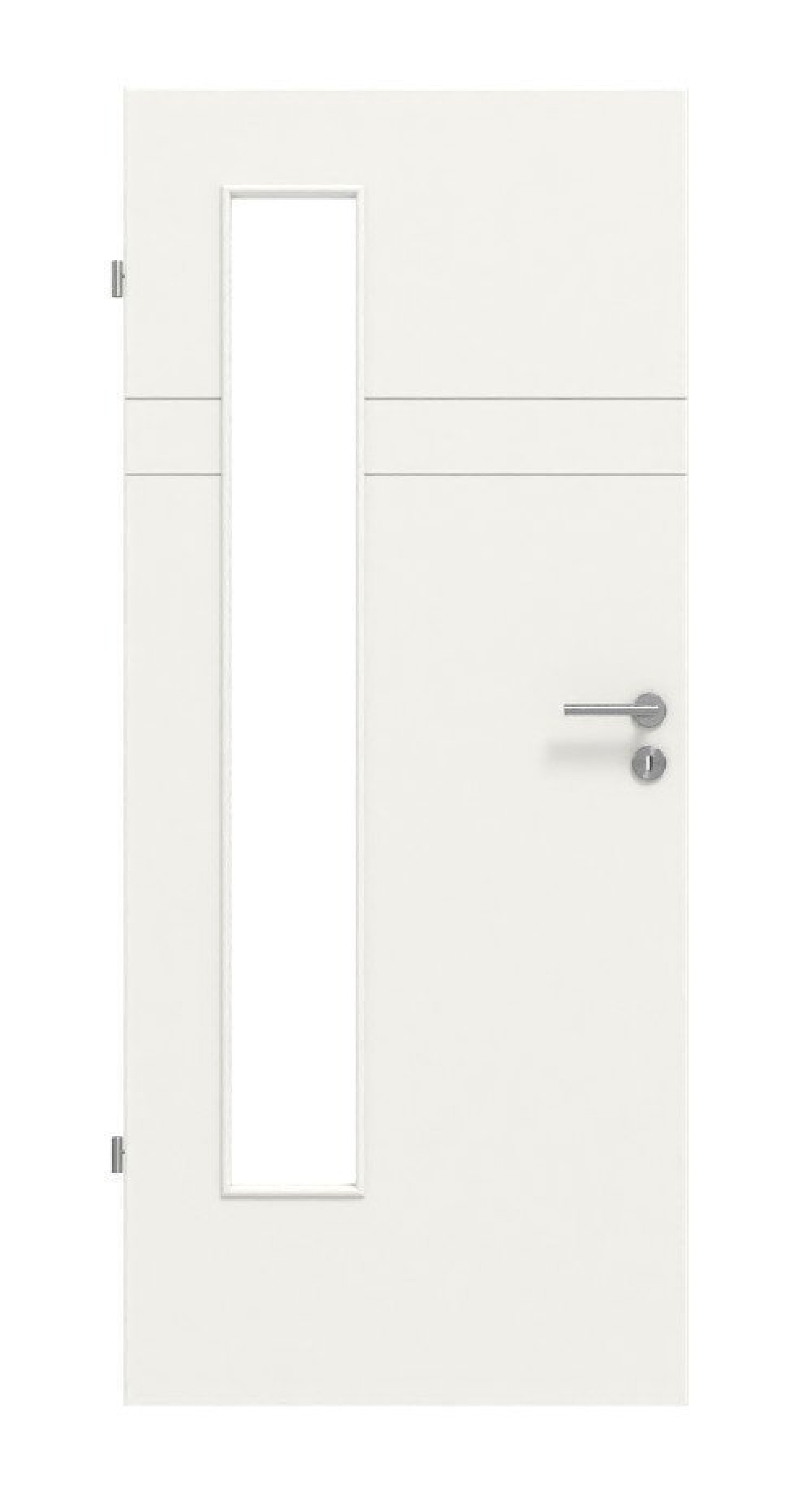 HÖRMANN Innentür CH-Norm Groove 78 Weißlack DesignLine mit Lichtausschnitt LA 24 bandseitig