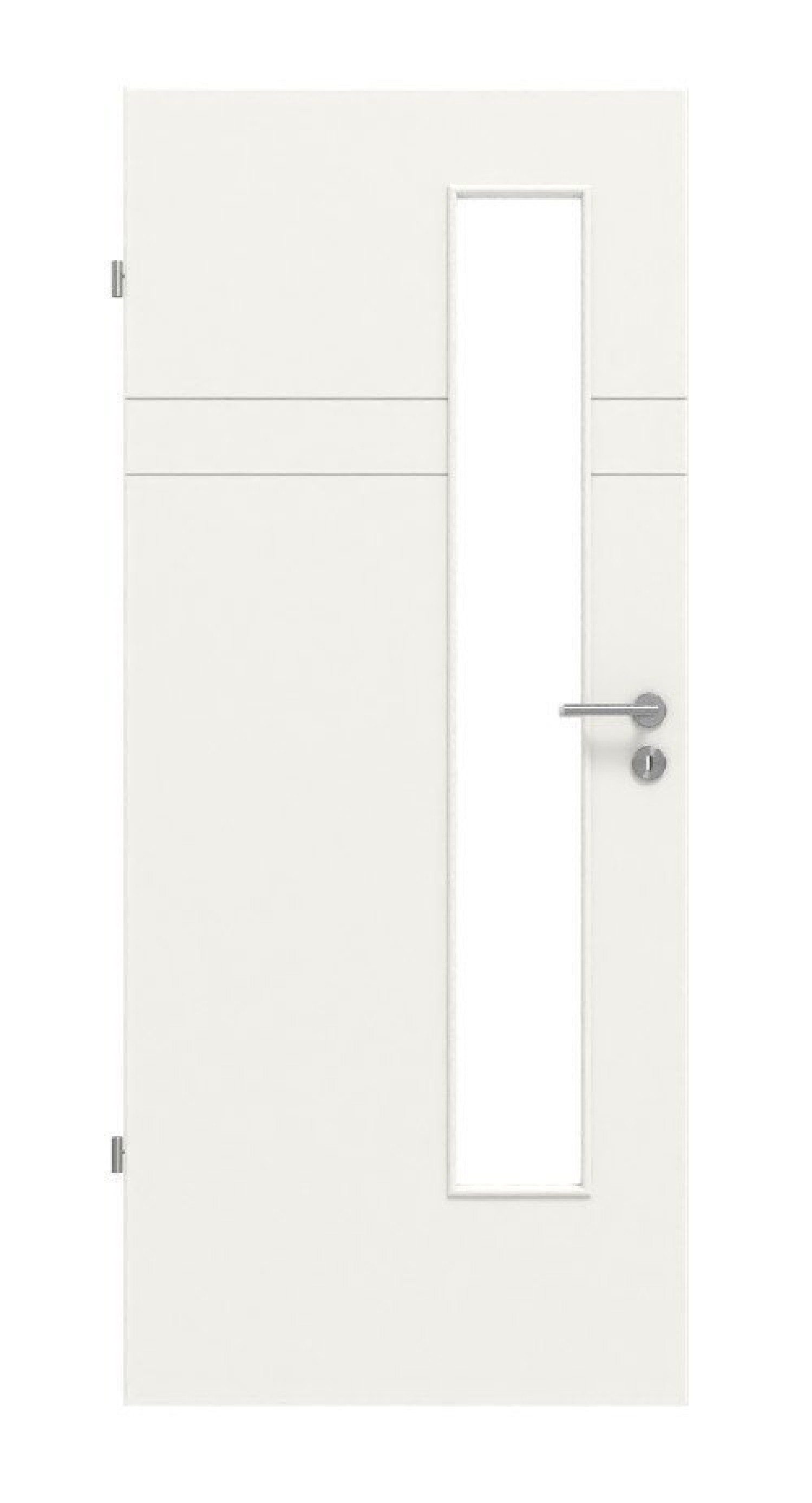 HÖRMANN Innentür CH-Norm Groove 78 Weißlack DesignLine mit Lichtausschnitt LA 24 schlossseitig