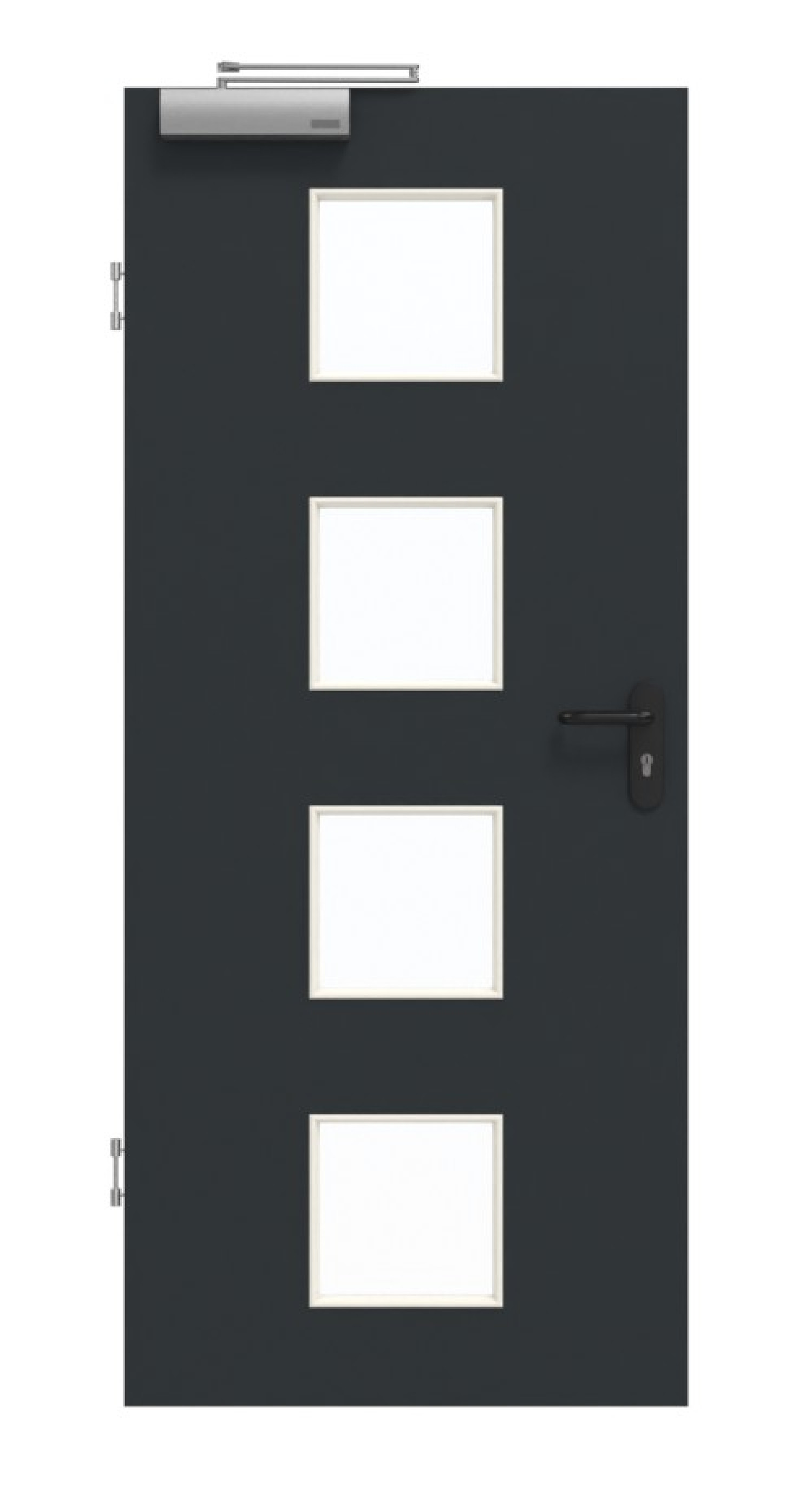 GARANT Rauchschutztür U12000SD Vulkanschwarz GHK08 mit Lichtausschnitt LA-10