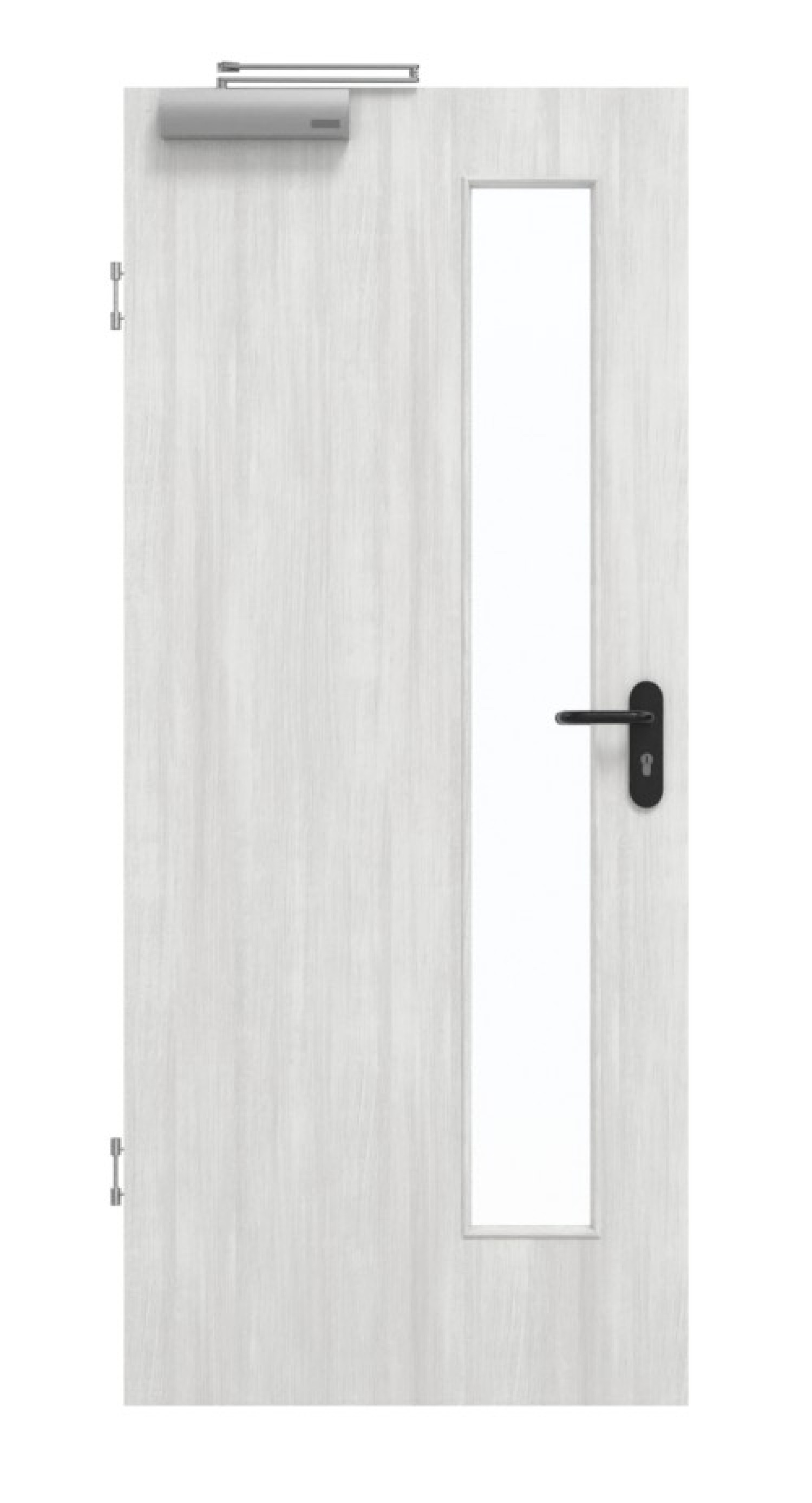 Frontansicht von GARANT Rauchschutztür Authentic Grigio GCK08 mit Lichtausschnitt LA-4 schlossseitig