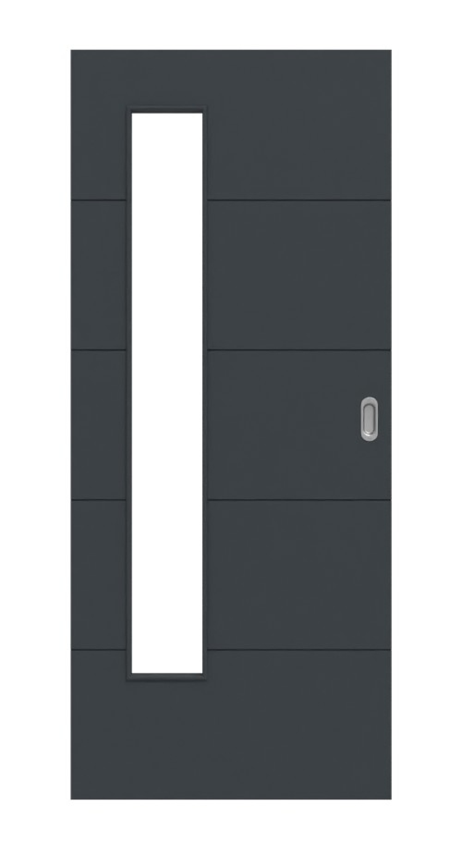 HÖRMANN Schiebetür Groove 15 Anthrazit RAL 7016 Lack DesignLine mit Lichtausschnitt LA 24 bandseitig