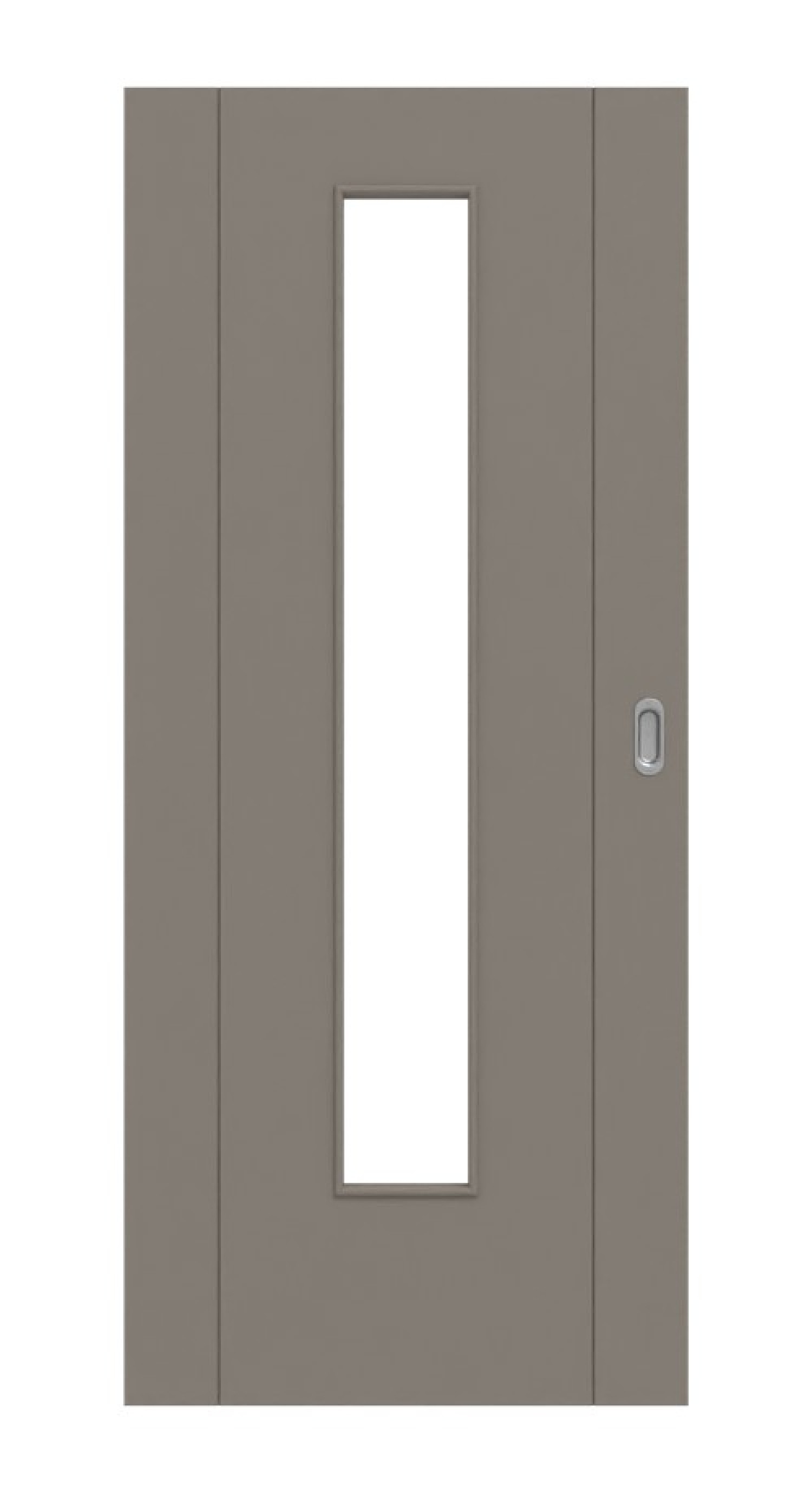 HÖRMANN Schiebetür Groove 16 Taupe RAL 7048 Lack DesignLine mit Lichtausschnitt LA 24 mittig