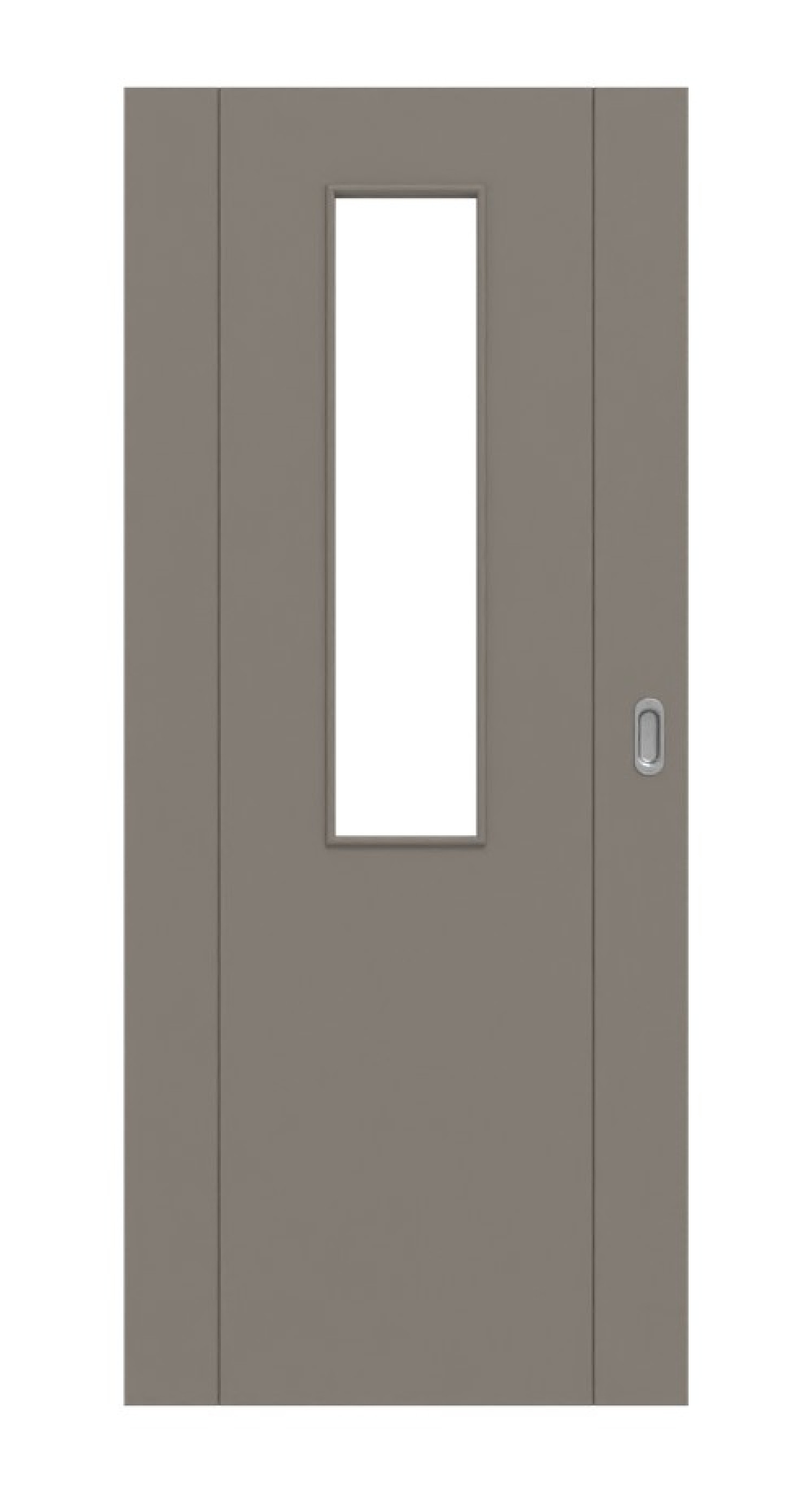 HÖRMANN Schiebetür Groove 16 Taupe RAL 7048 Lack DesignLine mit Lichtausschnitt LA 4 mittig