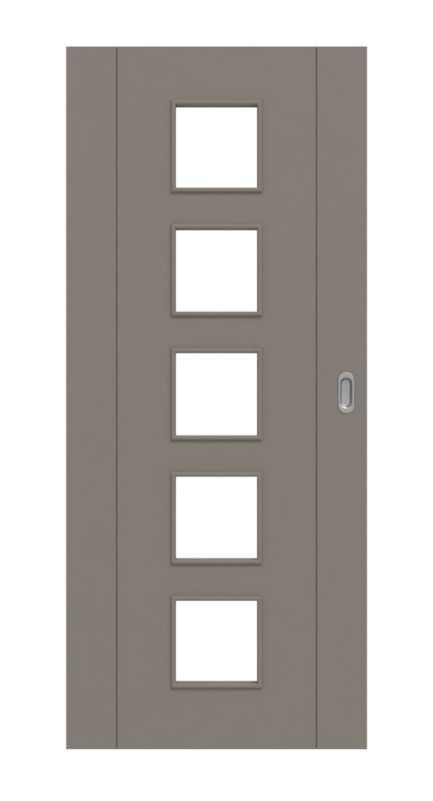 HÖRMANN Schiebetür Groove 16 Taupe RAL 7048 Lack DesignLine mit Lichtausschnitt LA 5