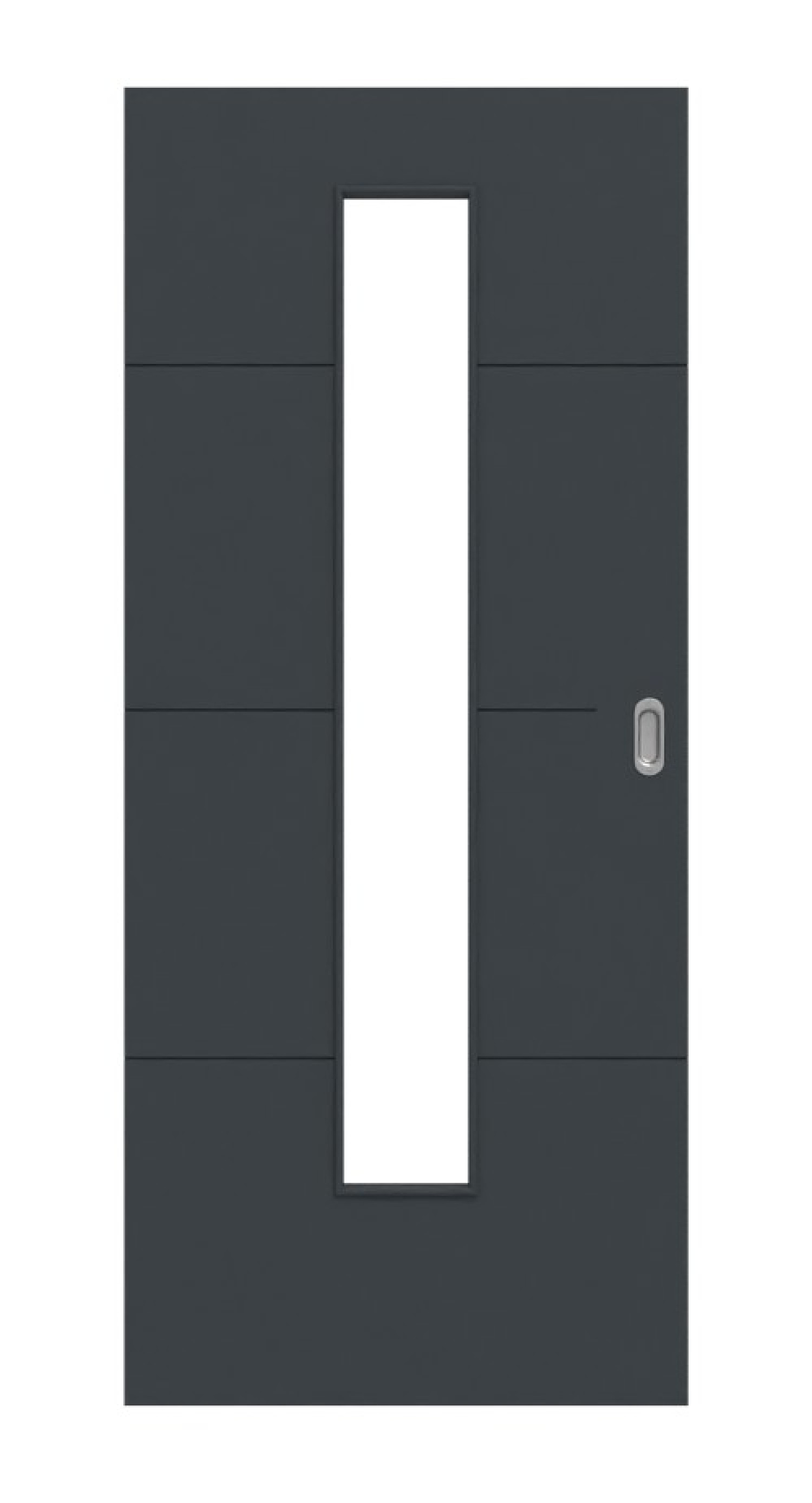 HÖRMANN Schiebetür Groove 34 Anthrazit RAL 7016 Lack DesignLine mit Lichtausschnitt LA 24 mittig