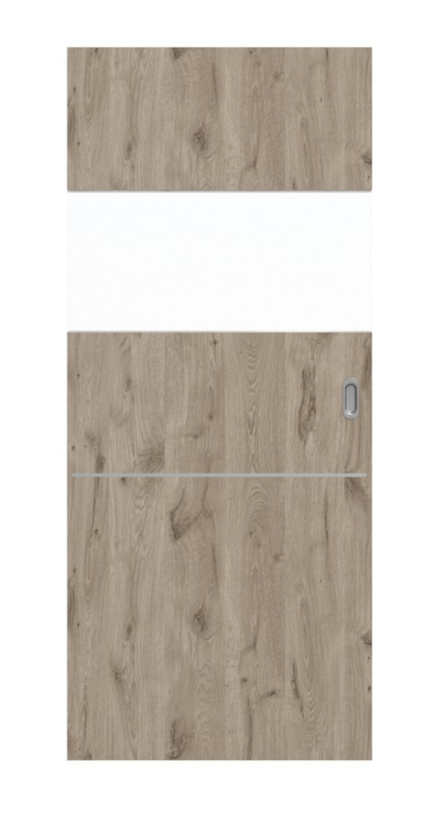 HÖRMANN Schiebetür Pure 2 Nordeiche Duradecor DesignLine mit Lichtausschnitt quer mit bündiger Lisene Plain 79-7