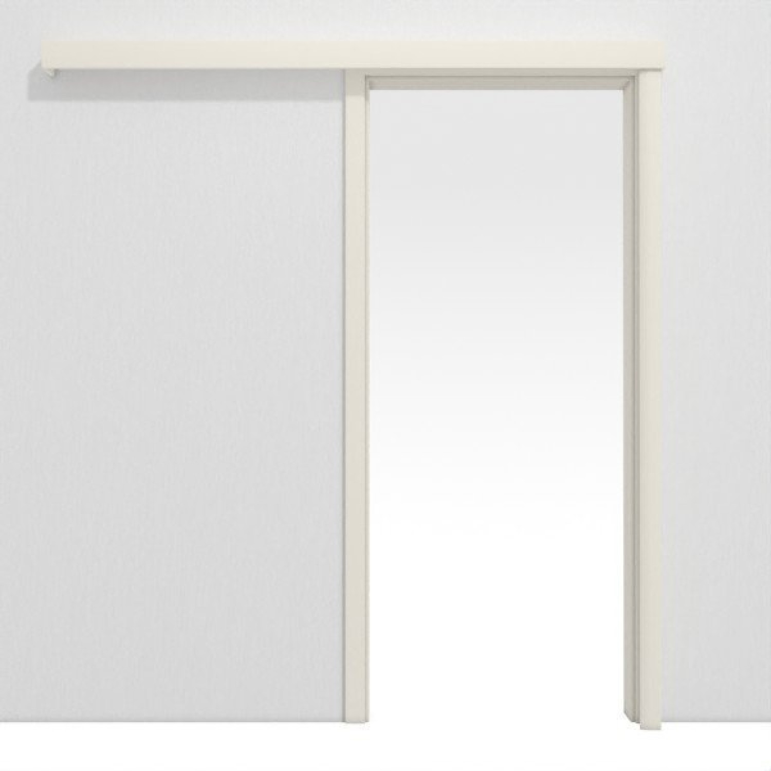 Schiebetürsystem Basic Dekor weiß ähnlich RAL 9010 Dekorfolie vor der Wand laufend mit Zarge