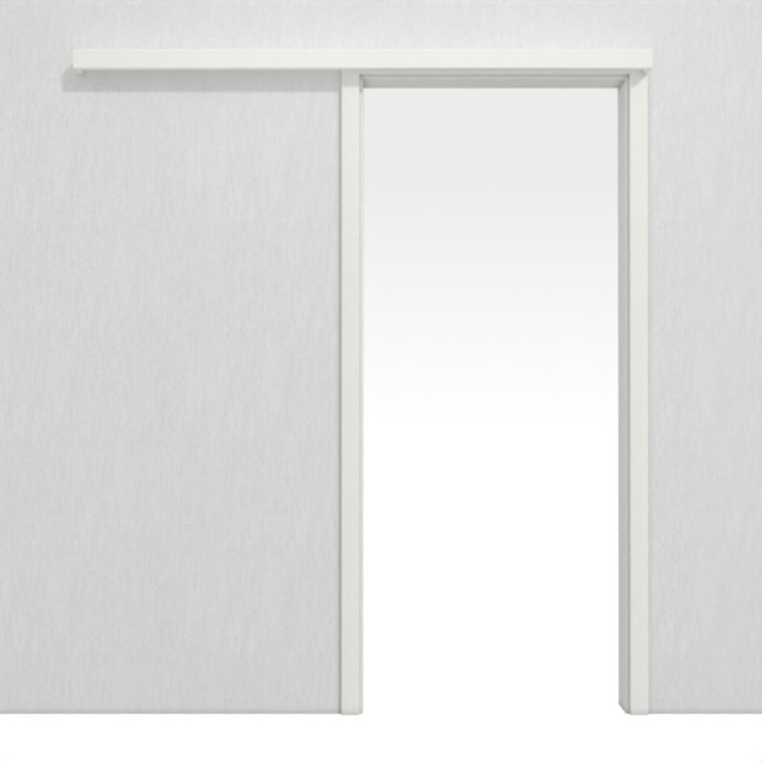 LEBO Schiebetürsystem vor der Wand laufend Ultramatt Weiß ähnl. RAL 9016 Versio inkl. Zarge