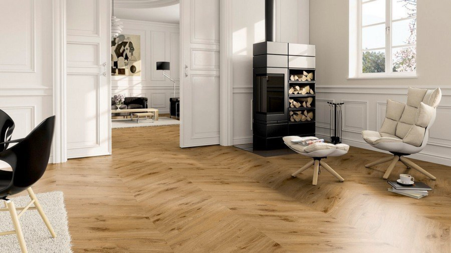 TER HÜRNE Klick-Vinyl Eiche York gebürstet Chevron Perform Chevron 