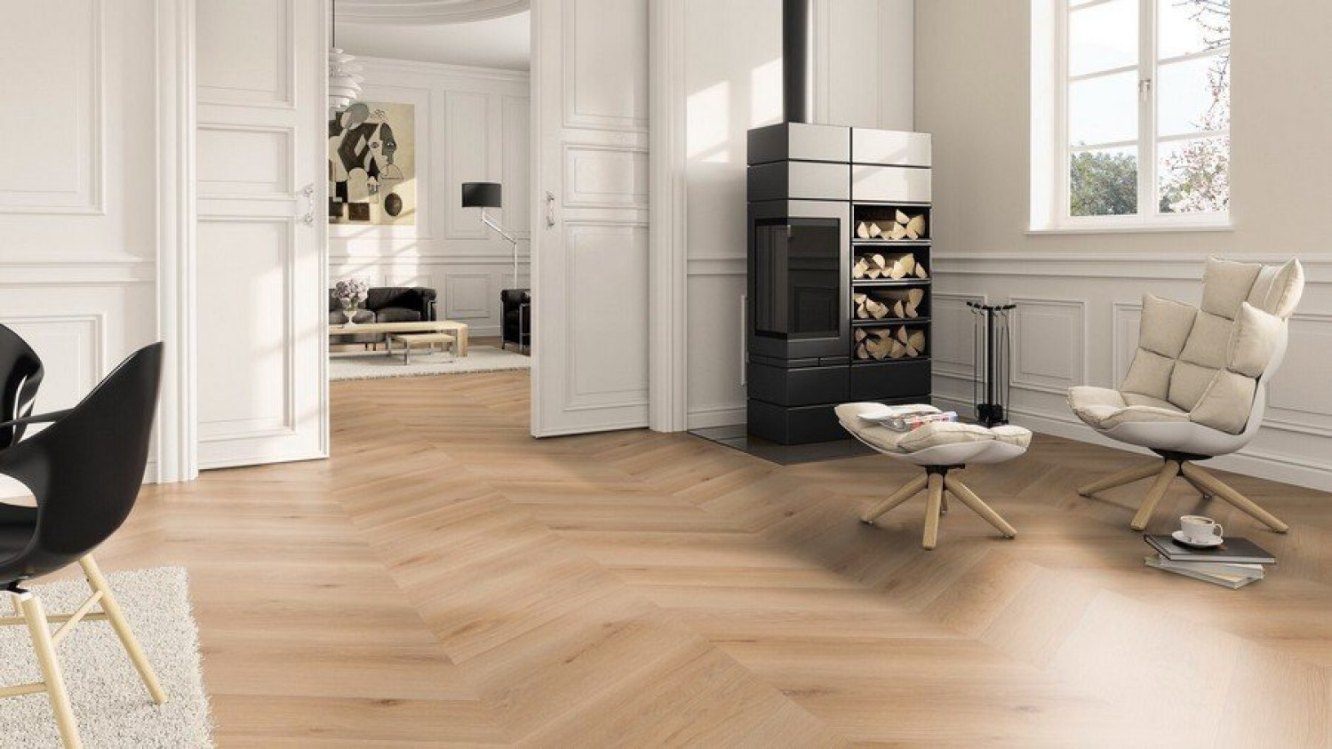 TER HÜRNE Klebe-Vinyl Eiche Rotterdam gebürstet Chevron Pro 