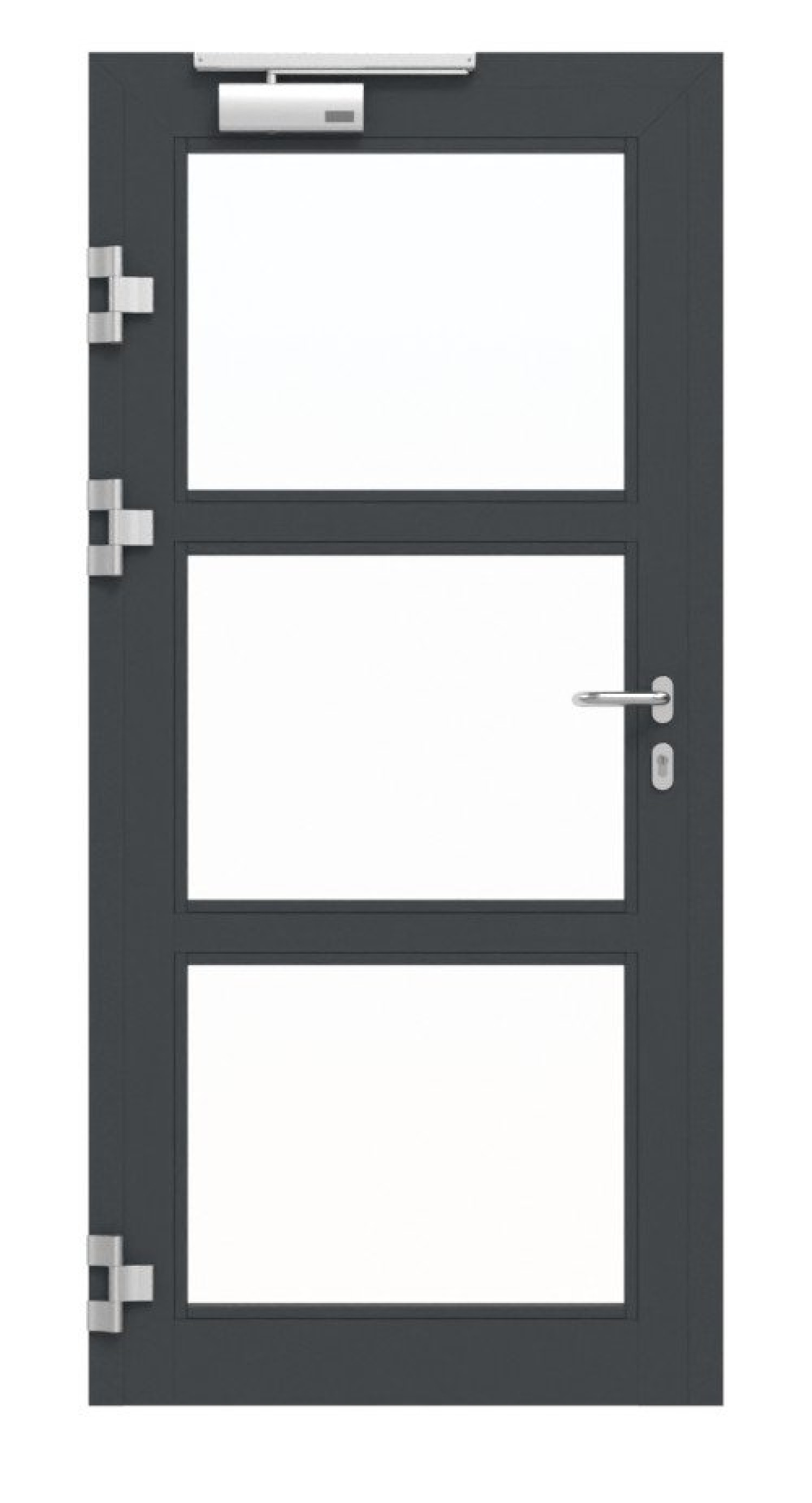 Frontansicht des Sets von Innentür-Set Aluminium Rohrrahmentür mit Feuerschutzfunktion HE 911 mit LA-03 inkl. Blockzarge - Hörmann