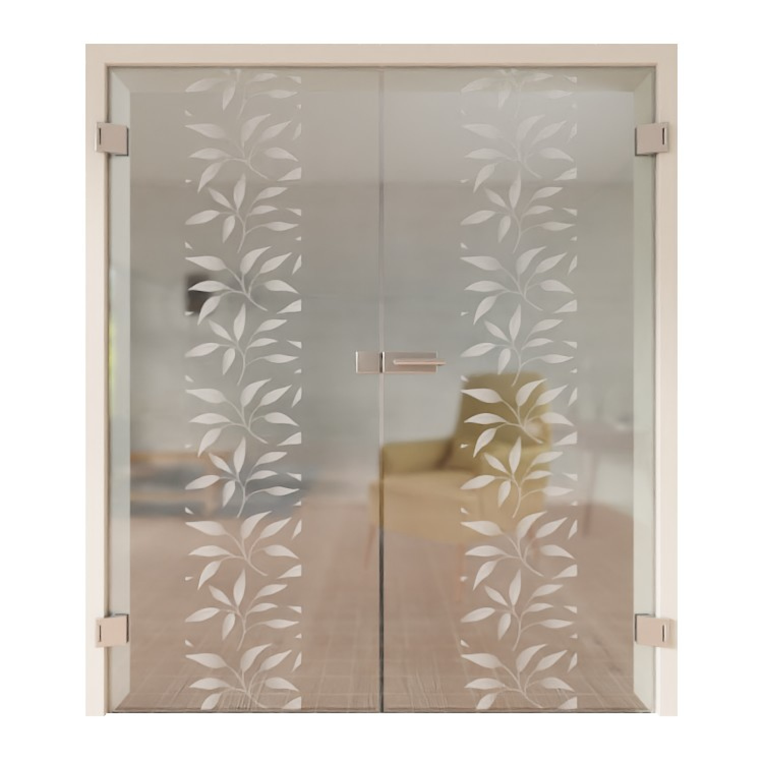 GARANT Ganzglas Doppelflügeltür Flora 2 Laser-Veredelung