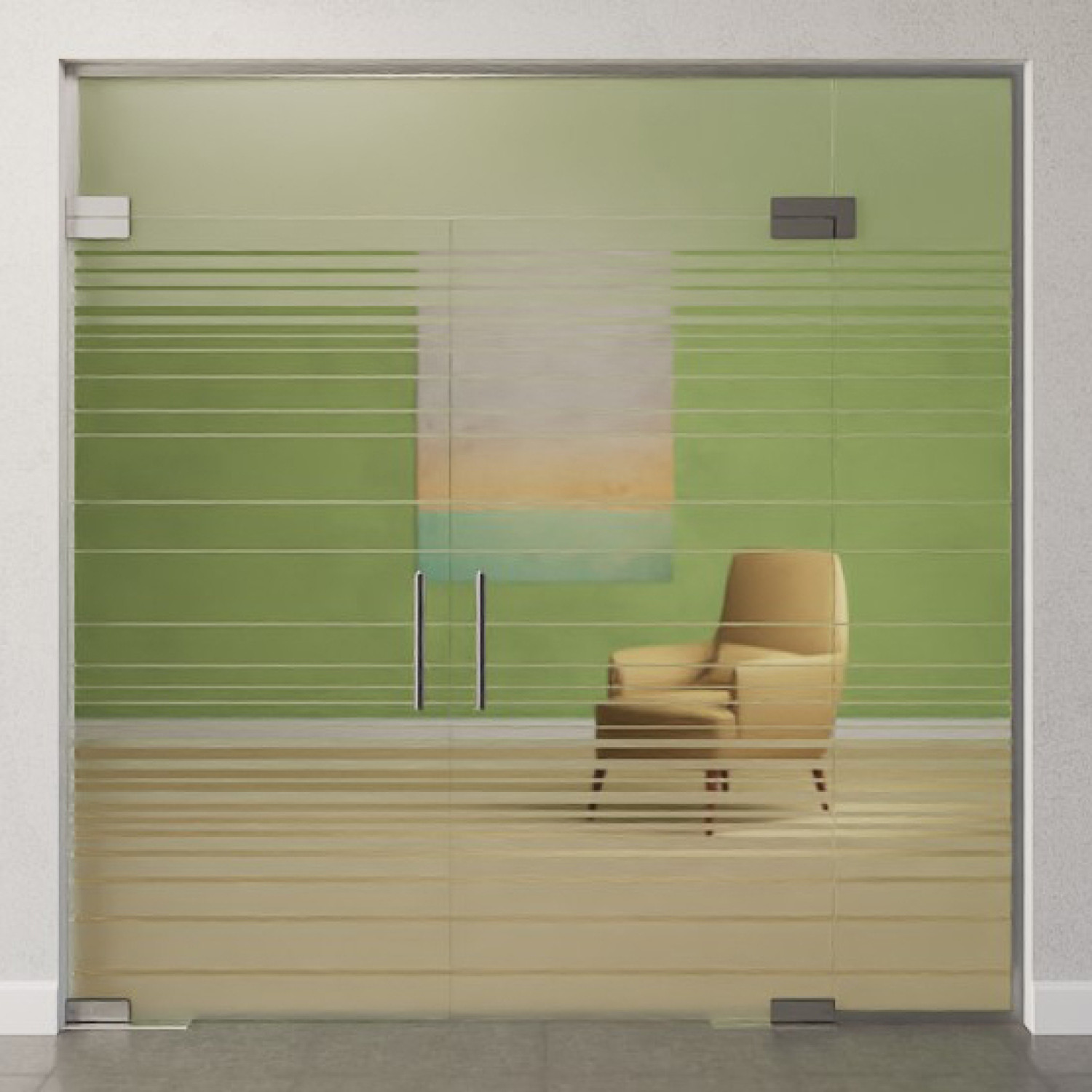 Bild von Ufficio Motiv klar 2-flg. Glaspendeltür mit einem Seitenteil und Oberlicht DORMA Mundus BTS Variante 11 - Erkelenz