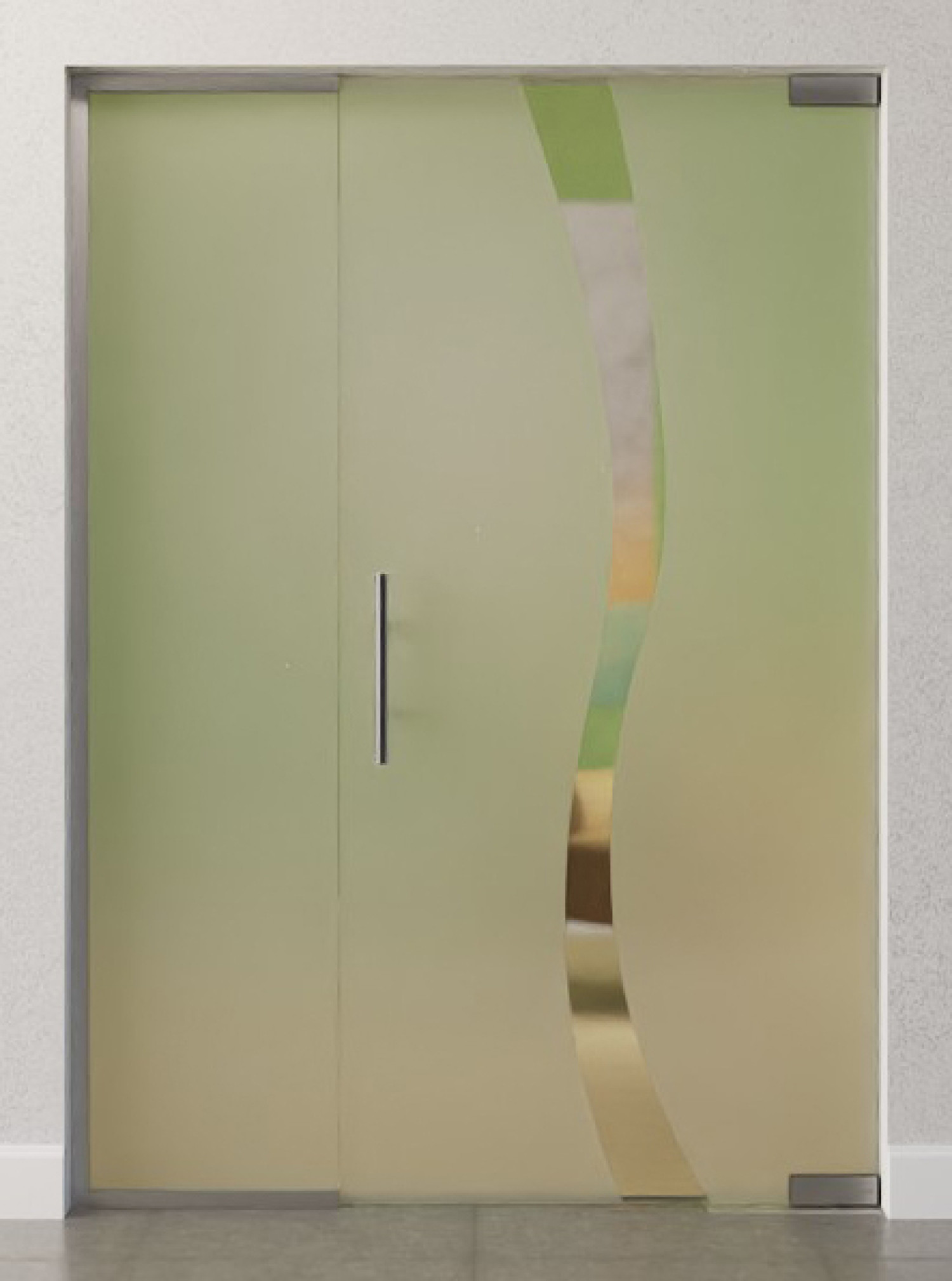 Bild von Bergamo Motiv klar Glaspendeltür mit festem Seitenteil DORMA Mundus BTS Variante 2 - Erkelenz