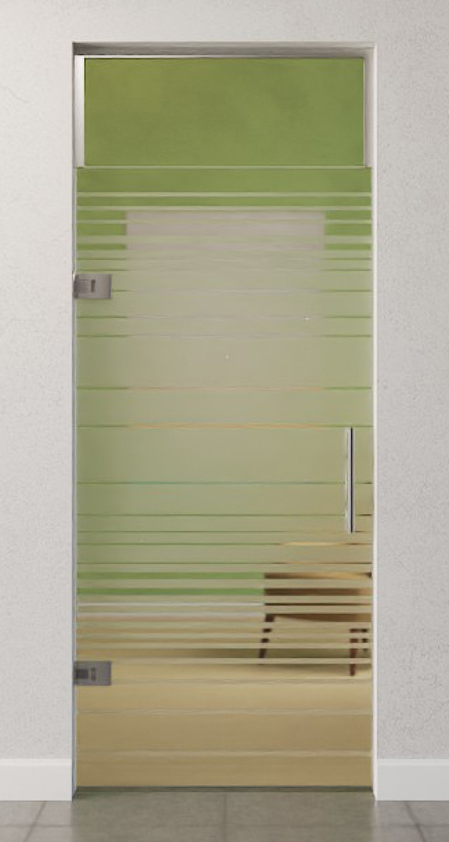 Bild von Ufficio Motiv matt Glaspendeltür mit Oberlicht DORMA Tensor Variante 1 - Erkelenz