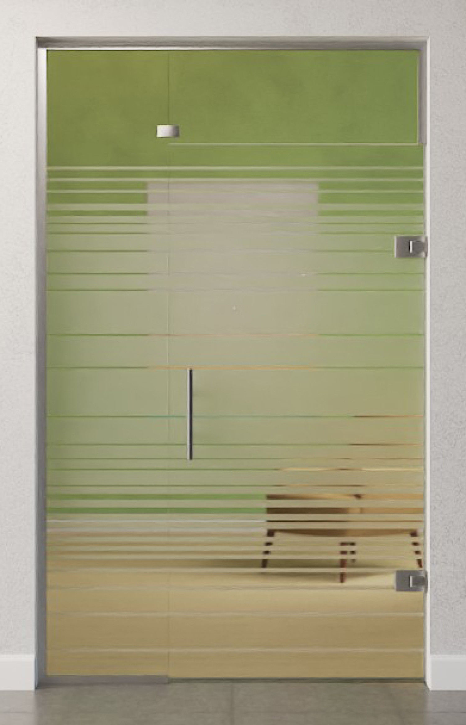 Bild von Ufficio Motiv matt Glaspendeltür mit festem Seitenteil und Oberlicht DORMA Tensor Variante 3 - Erkelenz
