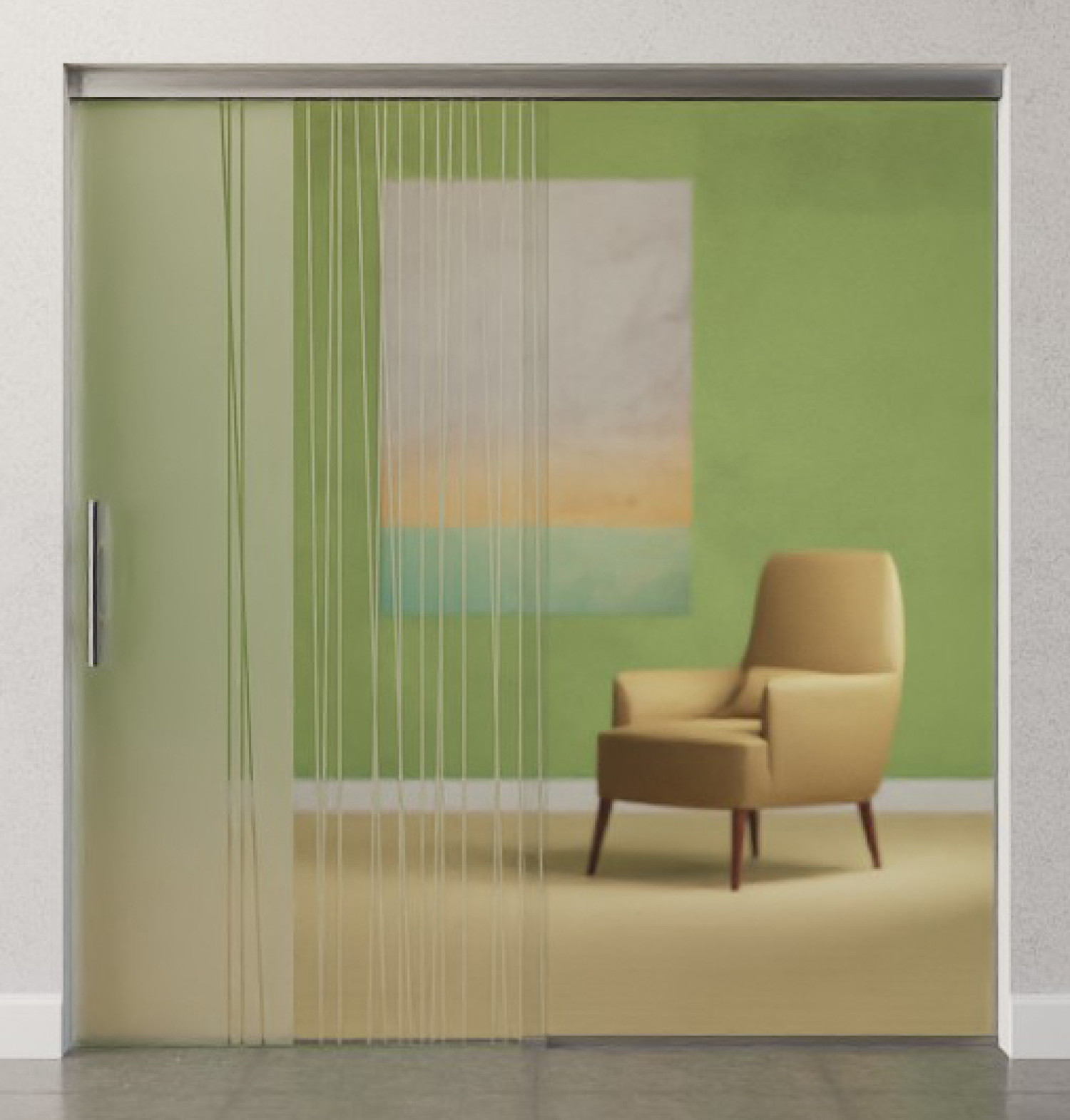 Bild von Linie 1 Motiv klar Glasschiebetür mit festem Seitenteil Sigma Flexible Variante 1 - Erkelenz