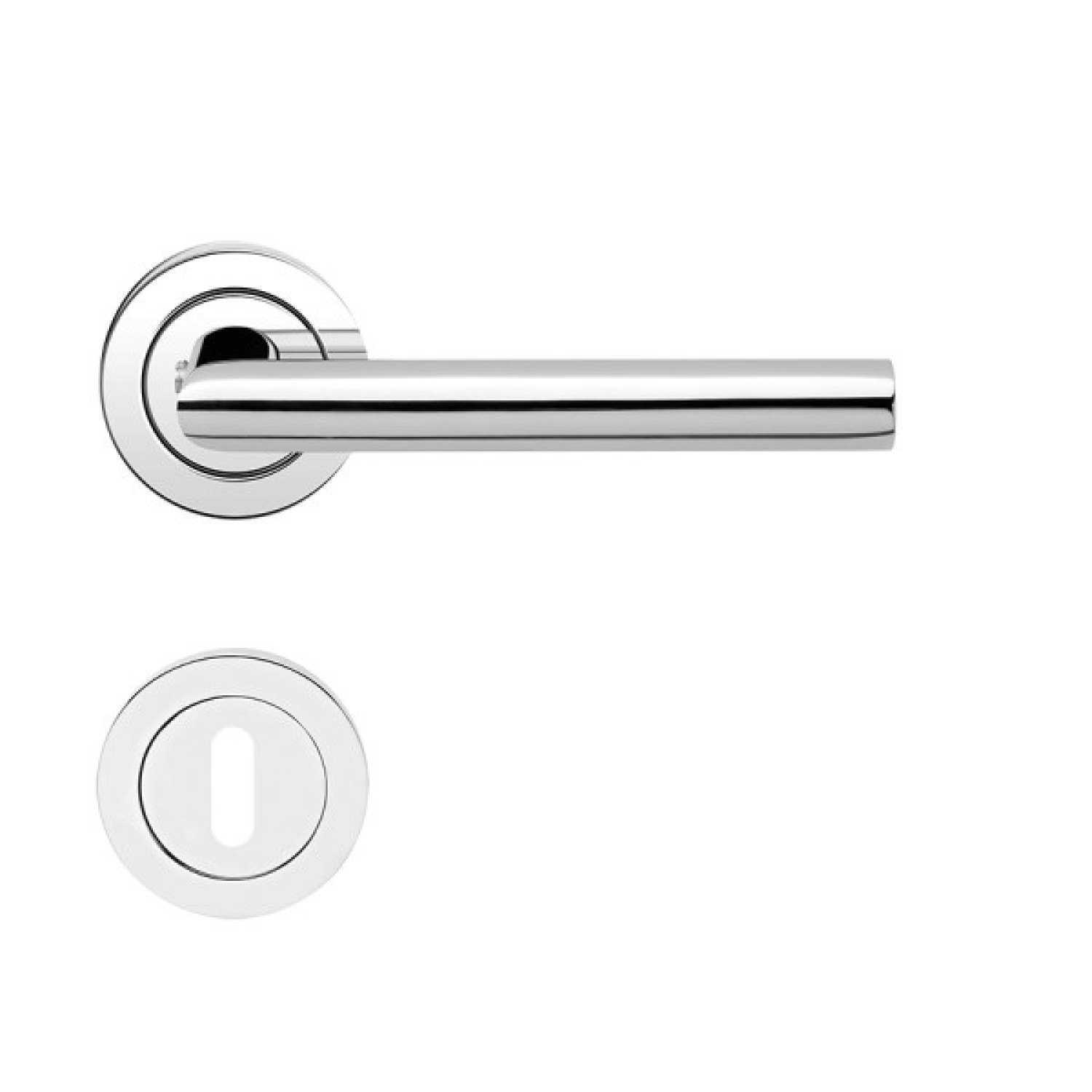 Rhodos ER28 Edelstahl poliert Rundrosette Zimmertürgarnitur BB - Karcher Design
