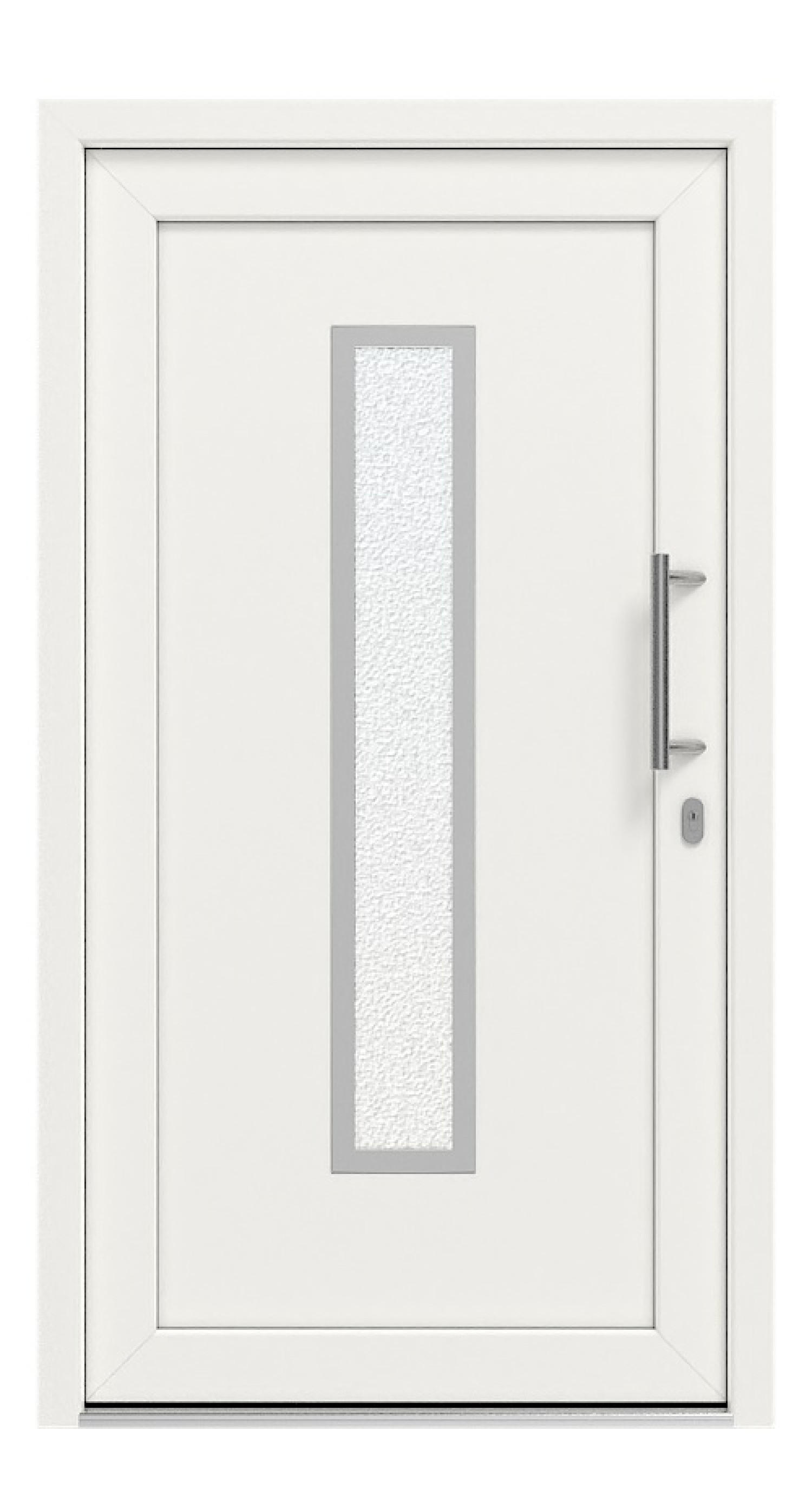 Interio Haustür Kunststoff 4-Sterne 1096 RAL 9016-RAL 9016 Frontansicht außen