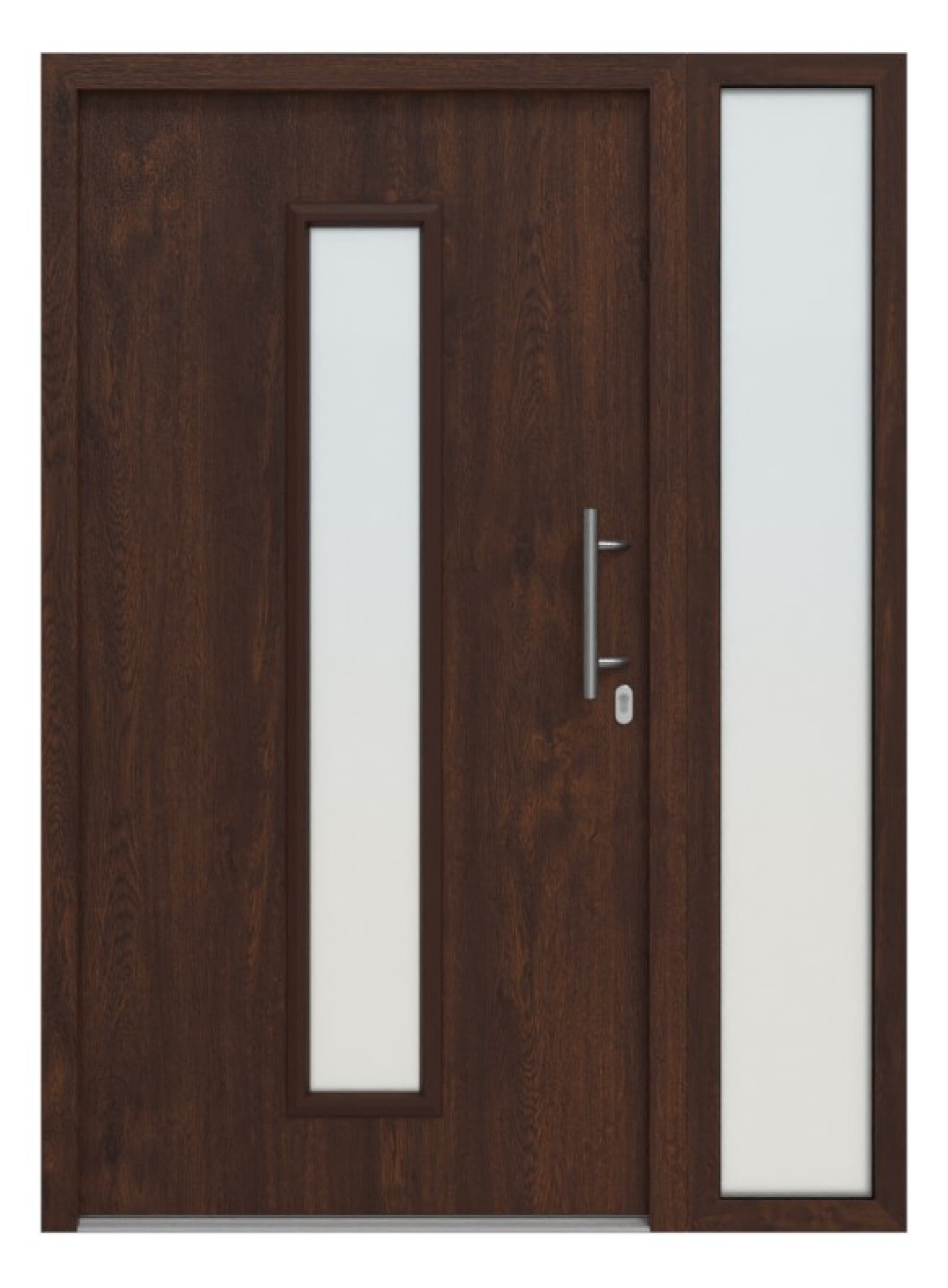 Hörmann Haustür Thermo46 020 mit Seitenteil Dark Oak-Dark Oak Frontansicht außen
