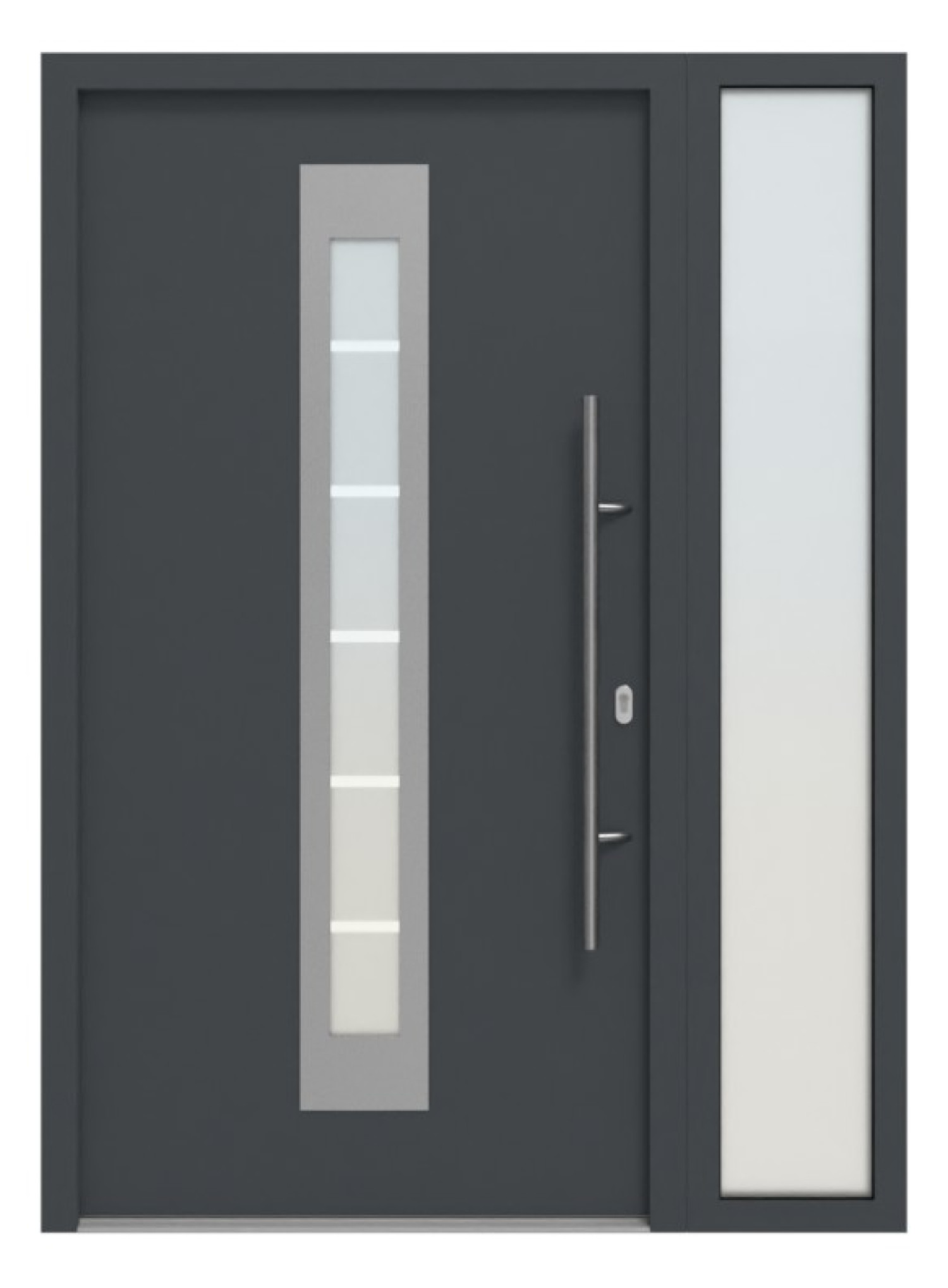 Hörmann Haustür Thermo46 750 mit Seitenteil RAL 7016-RAL 7016 Frontansicht außen