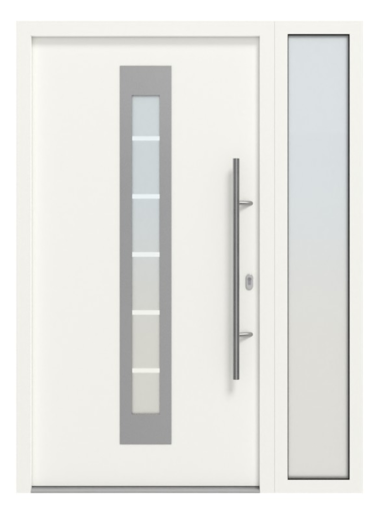 Hörmann Haustür Thermo46 750 mit Seitenteil RAL 9016-RAL 9016 Frontansicht außen