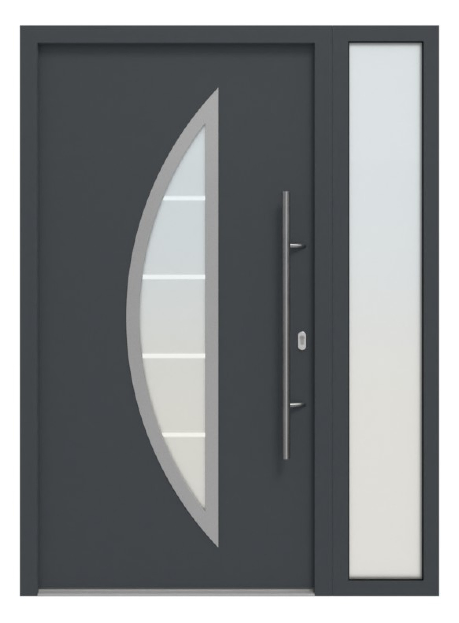 Hörmann Haustür Thermo46 900 mit Seitenteil RAL 7016-RAL 7016 Frontansicht außen