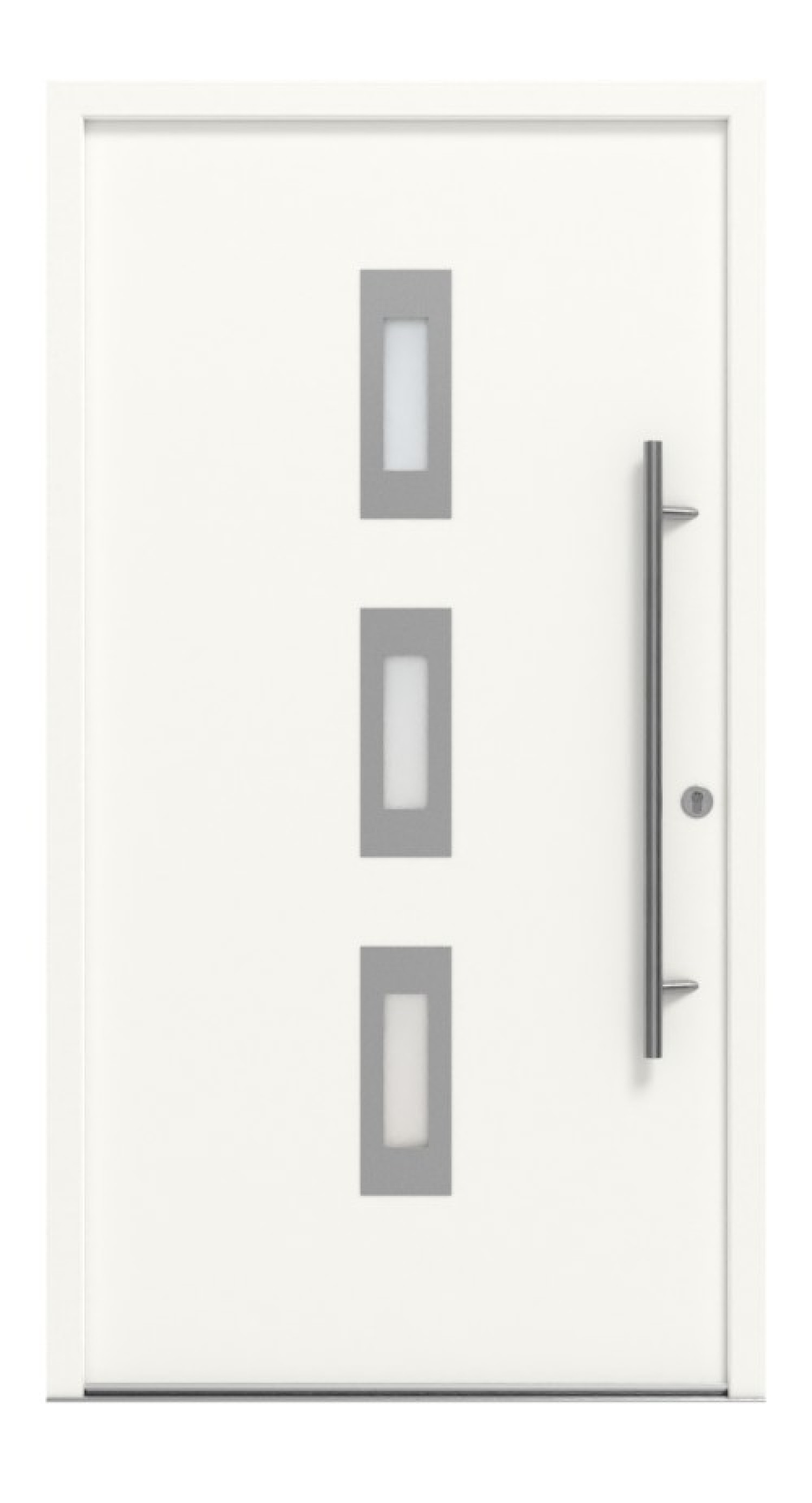 Interio Energiespar-Haustür Stahl-Alu Motiv B02 RAL 9016-RAL 9016 Frontansicht außen