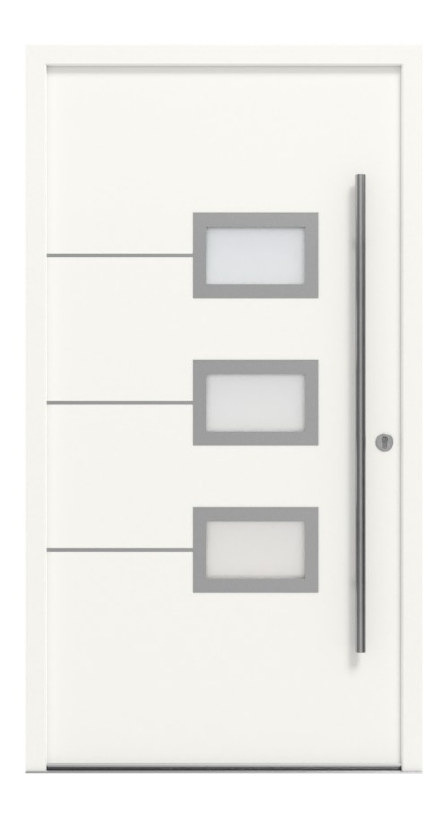 Interio Energiespar-Haustür Stahl-Alu Motiv B03 RAL 9016-RAL 9016 Frontansicht außen