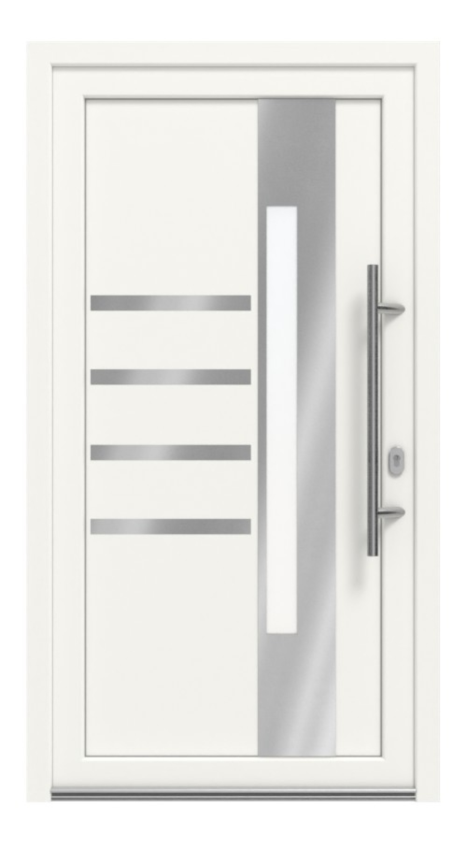 Haustür Kunststoff Premium Plus F047 RAL 9016-RAL 9016 Frontansicht außen