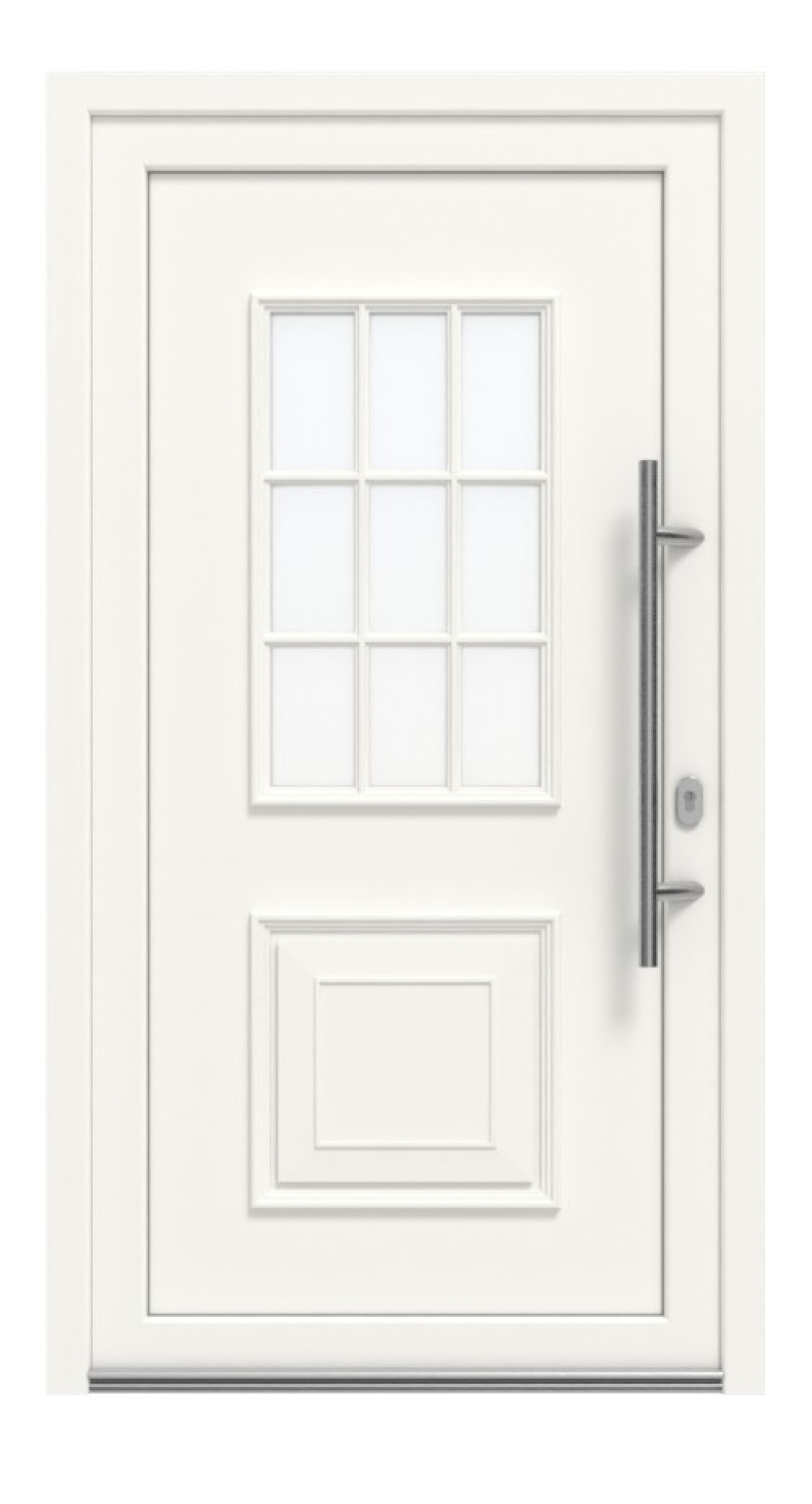 Haustür Kunststoff Premium Plus T029 RAL 9016-RAL 9016 Frontansicht außen