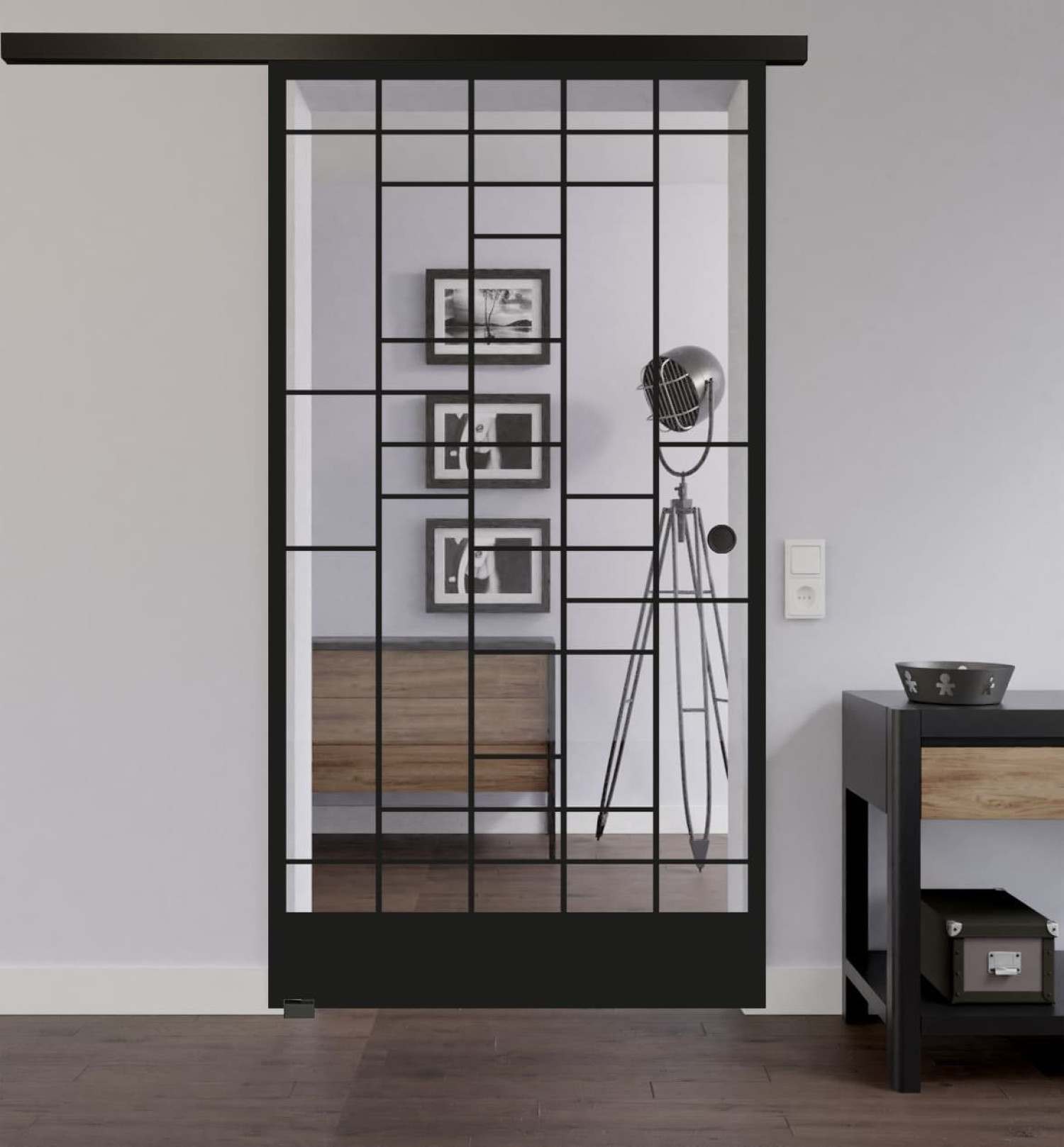 LIENBACHER GLAS Ganzglas Schiebetür Modell 643 Black Signature Klarglas