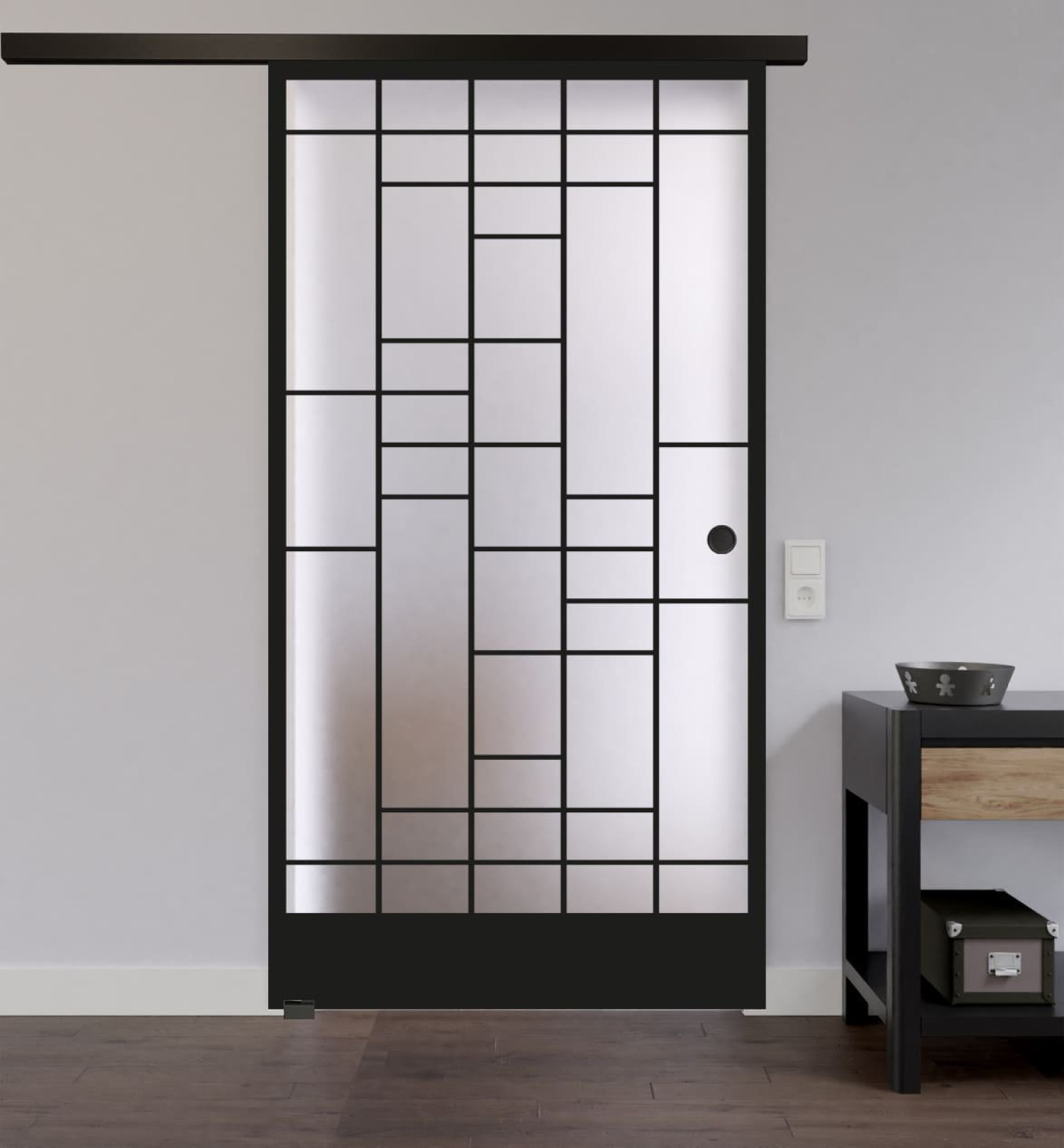 LIENBACHER GLAS Ganzglas Schiebetür Modell 643 Black Signature Satiniert