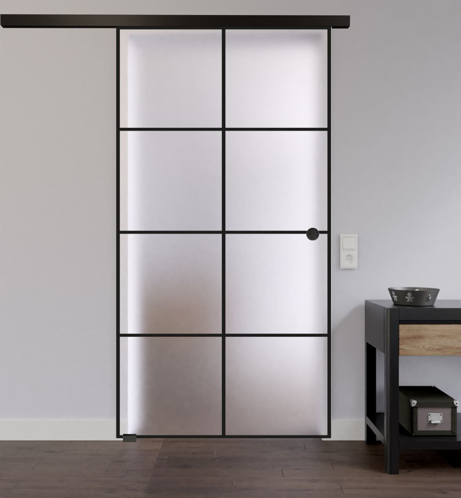 LIENBACHER GLAS Ganzglas Schiebetür Modell 644 Black Signature Satiniert