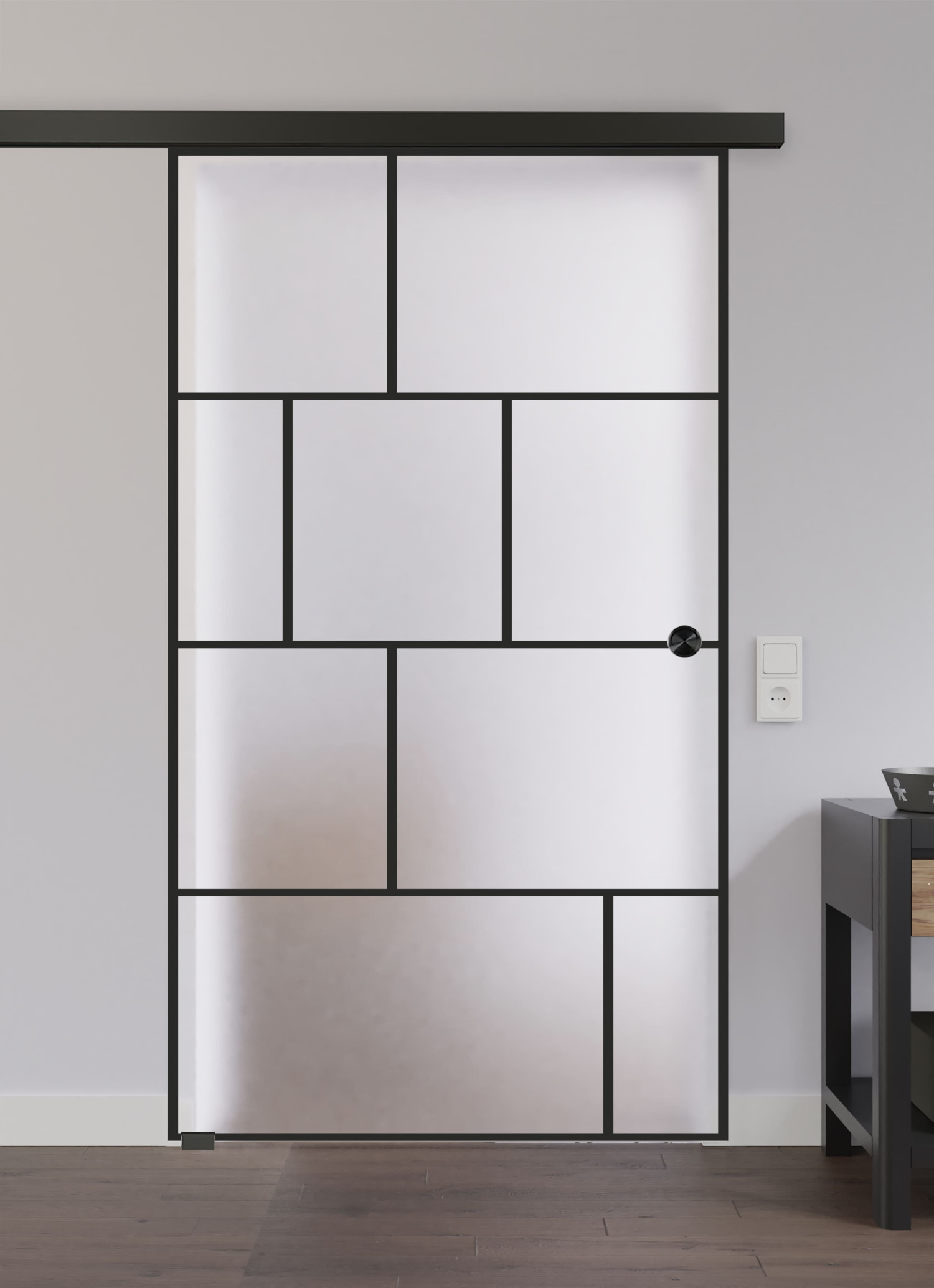 LIENBACHER GLAS Ganzglas Schiebetür Modell 649 Black Signature Satiniert