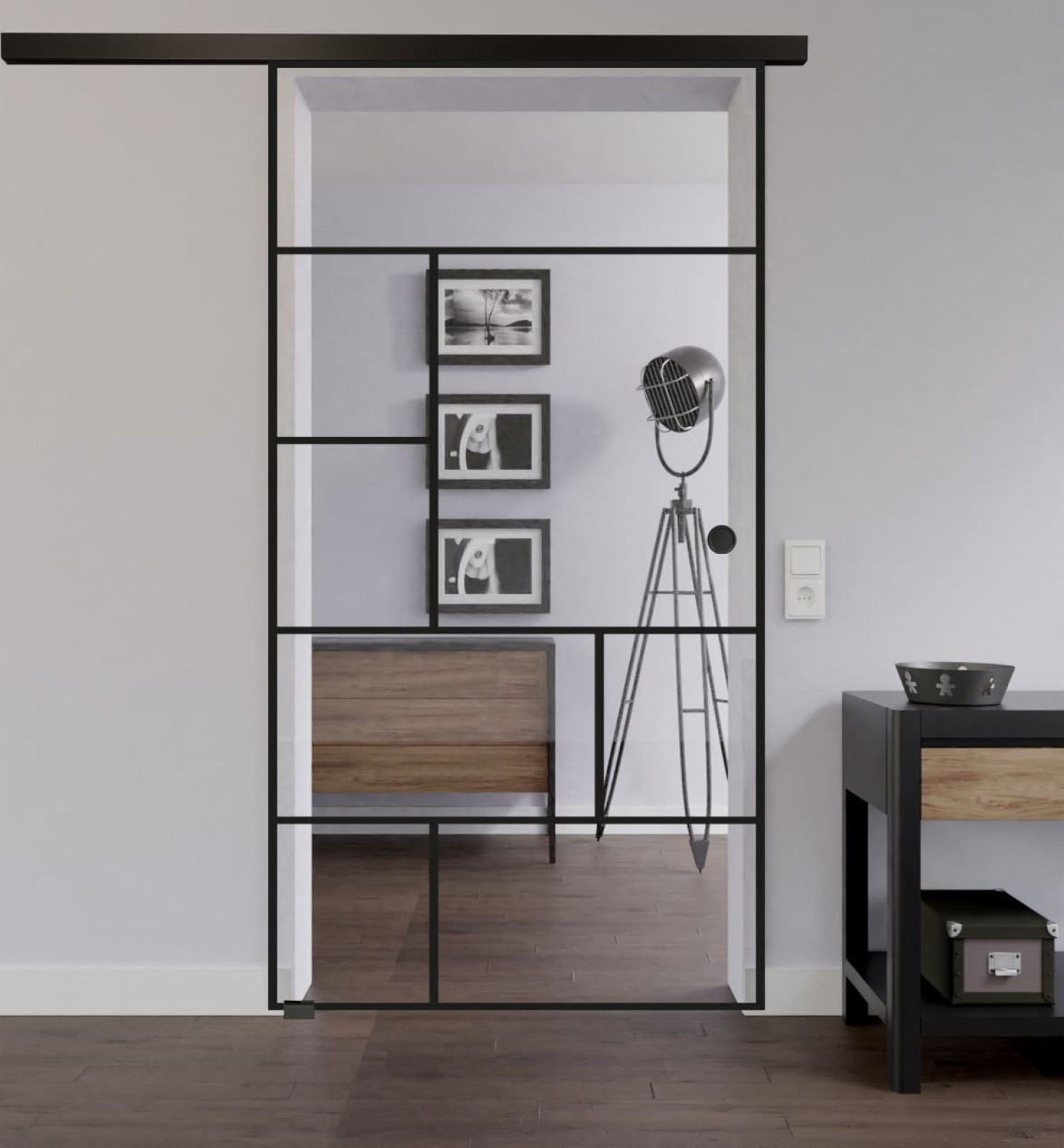 LIENBACHER GLAS Ganzglas Schiebetür Modell 652 Black Signature Klarglas