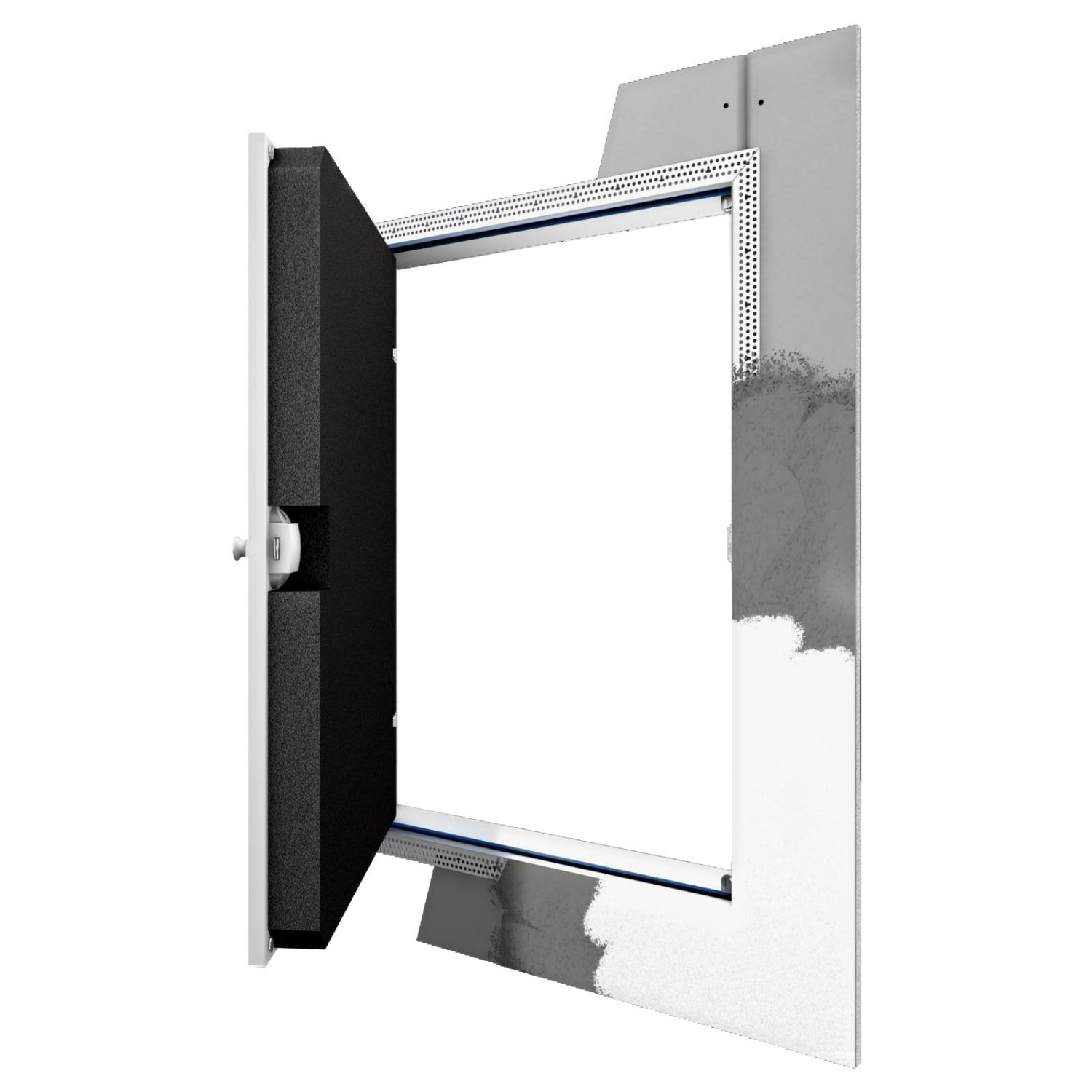 Main-Ansicht von WELLHÖFER Kniestocktür wandbündig mit PushLock-Verschluss und Wärmeschutz 3D
