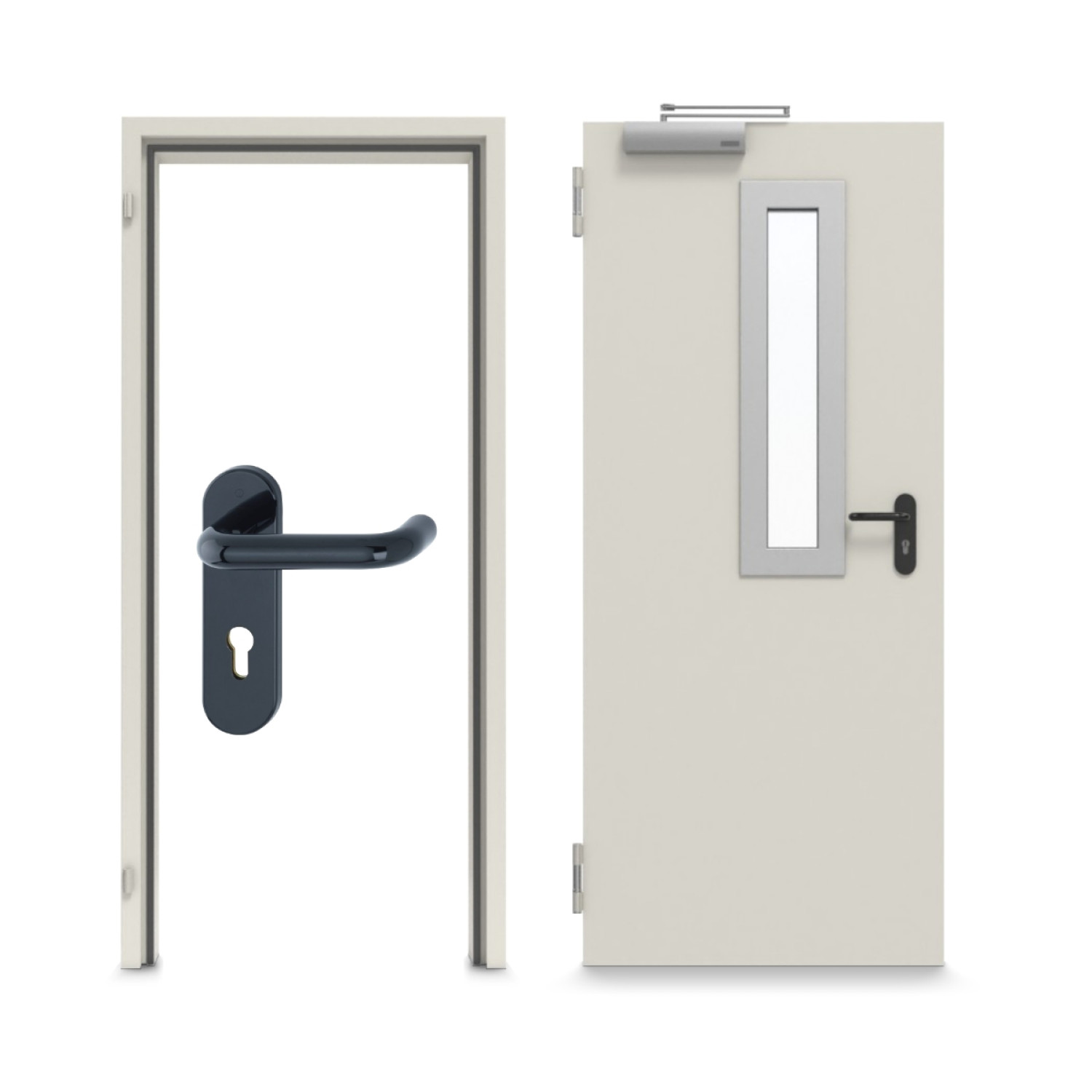 TECKENTRUP Innentür-Set Stahl mit Feuerschutzfunktion T90-1 FSA-62 mit Rechteckverglasung Ausschnitt 1 inkl. Blockzarge Typ 4.1